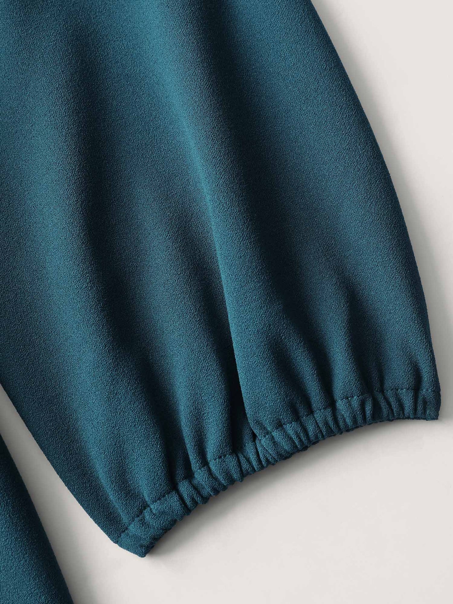 Cinched-Waist Cross-Tie Stretchy Blouse