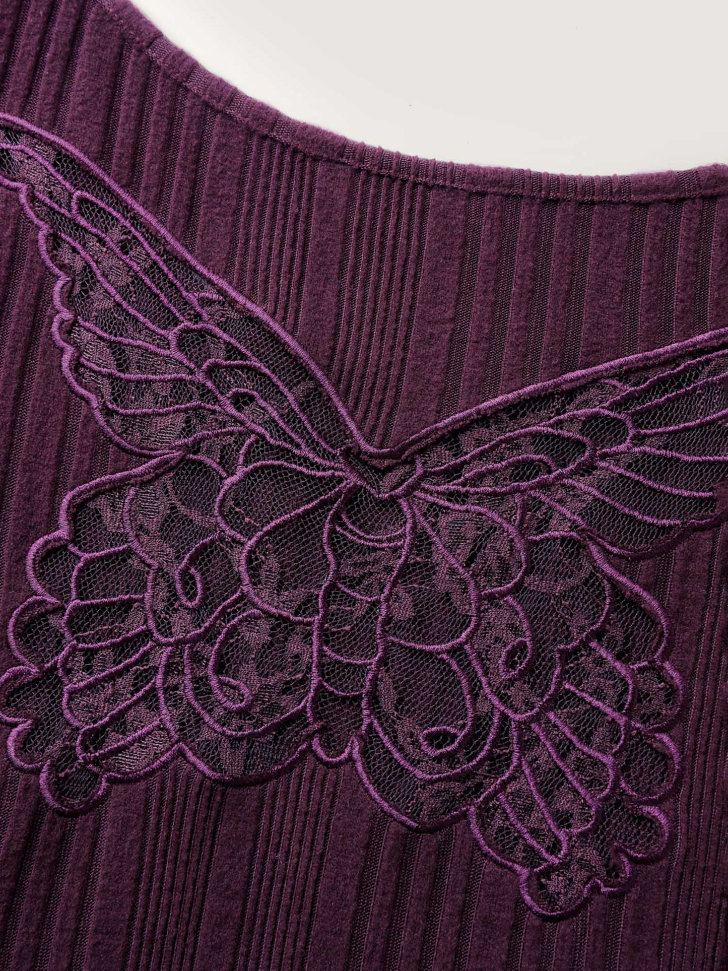 Cut-Out Embroidery Ribbed A-Line Mini Dress