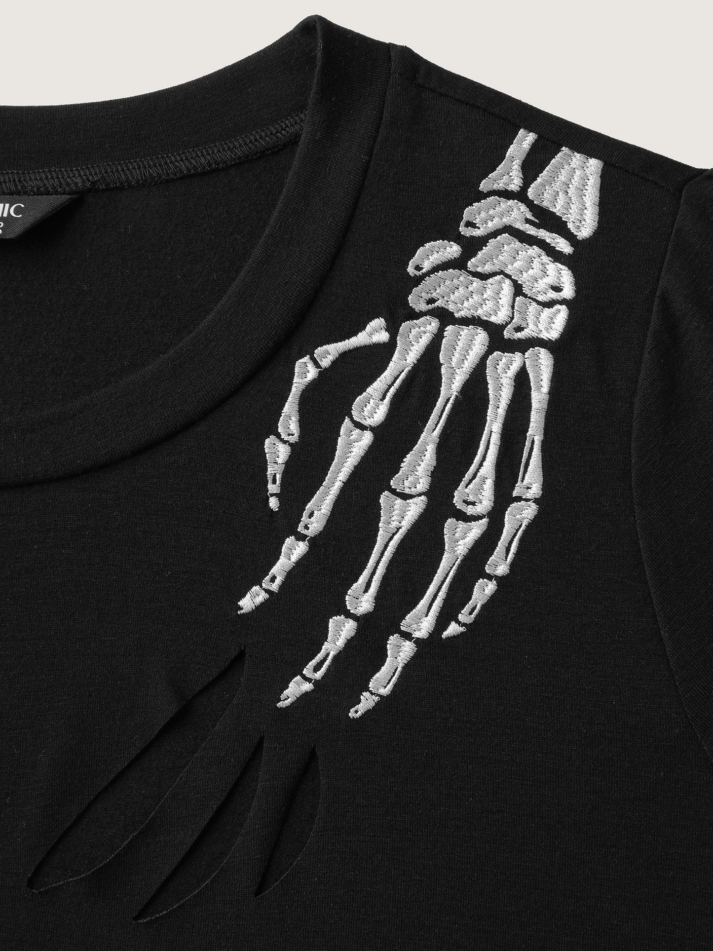 Haunted Skeleton Hand Embroidery T-Shirt
