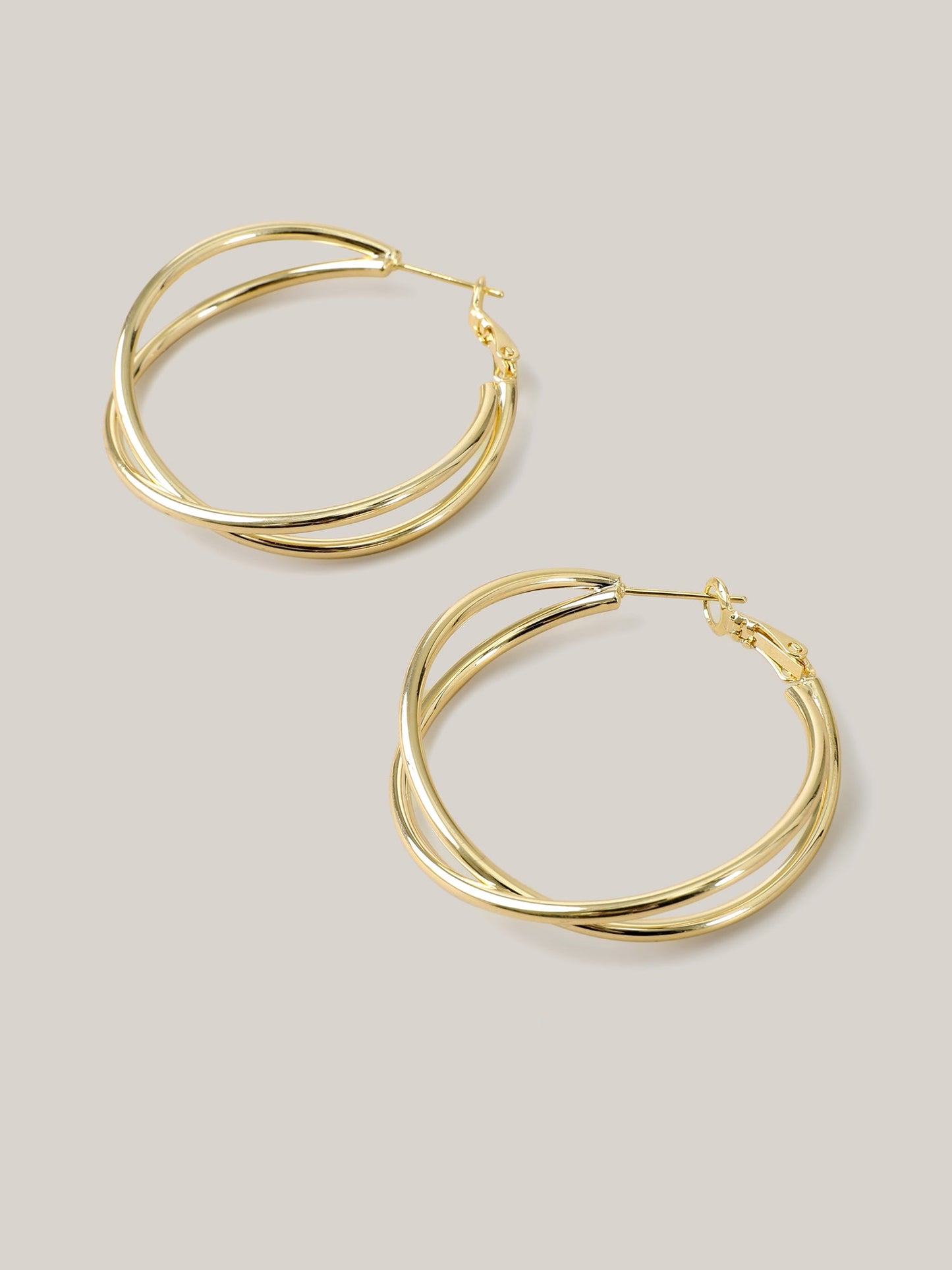 Double Ring Gold-Tone Earrings
