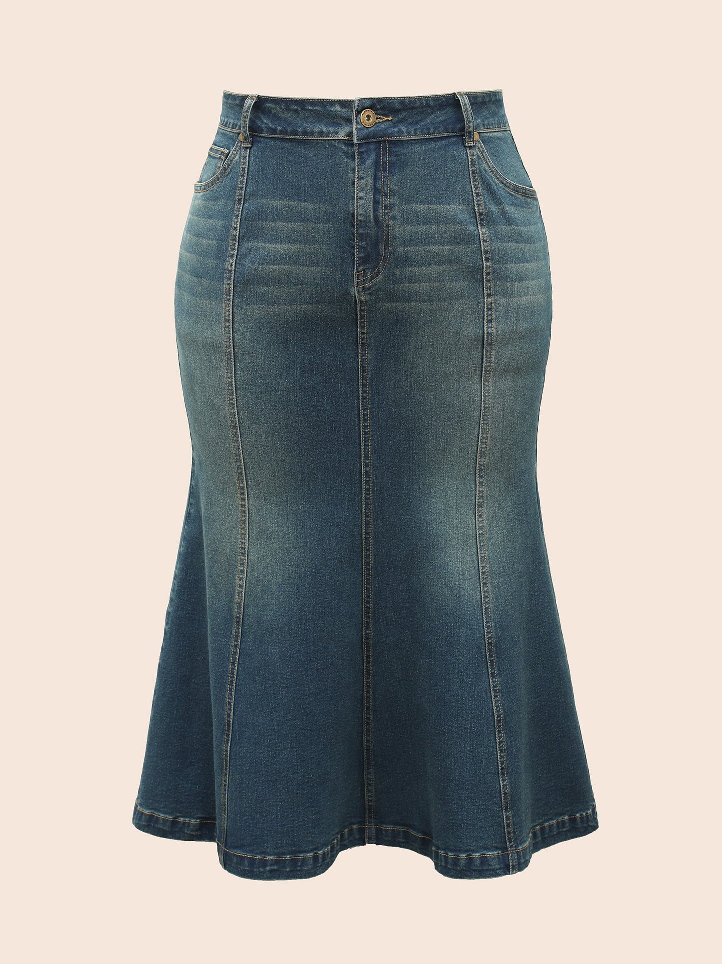 Stretch Denim Mermaid Cut Skirt