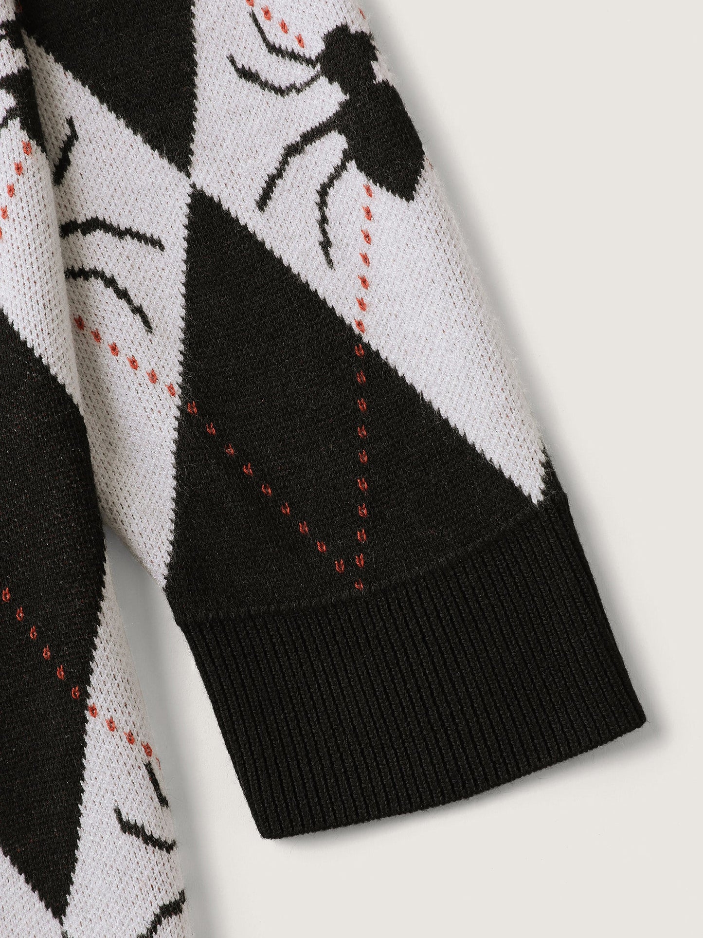 Spider Check Jacquard Pockets Knit Cardigan