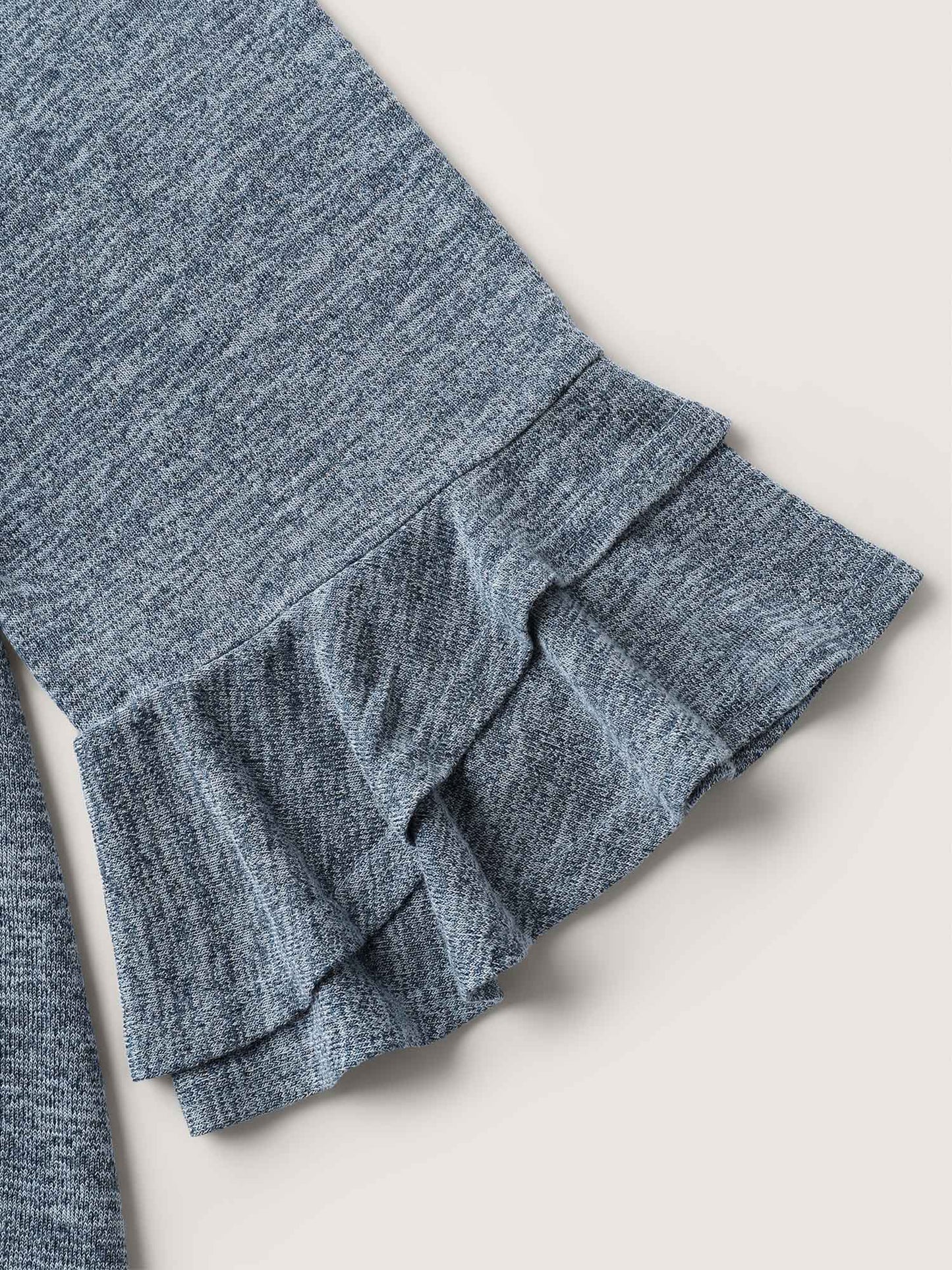 Stretchy Heather Layered Ruffle Sleeve T-Shirt