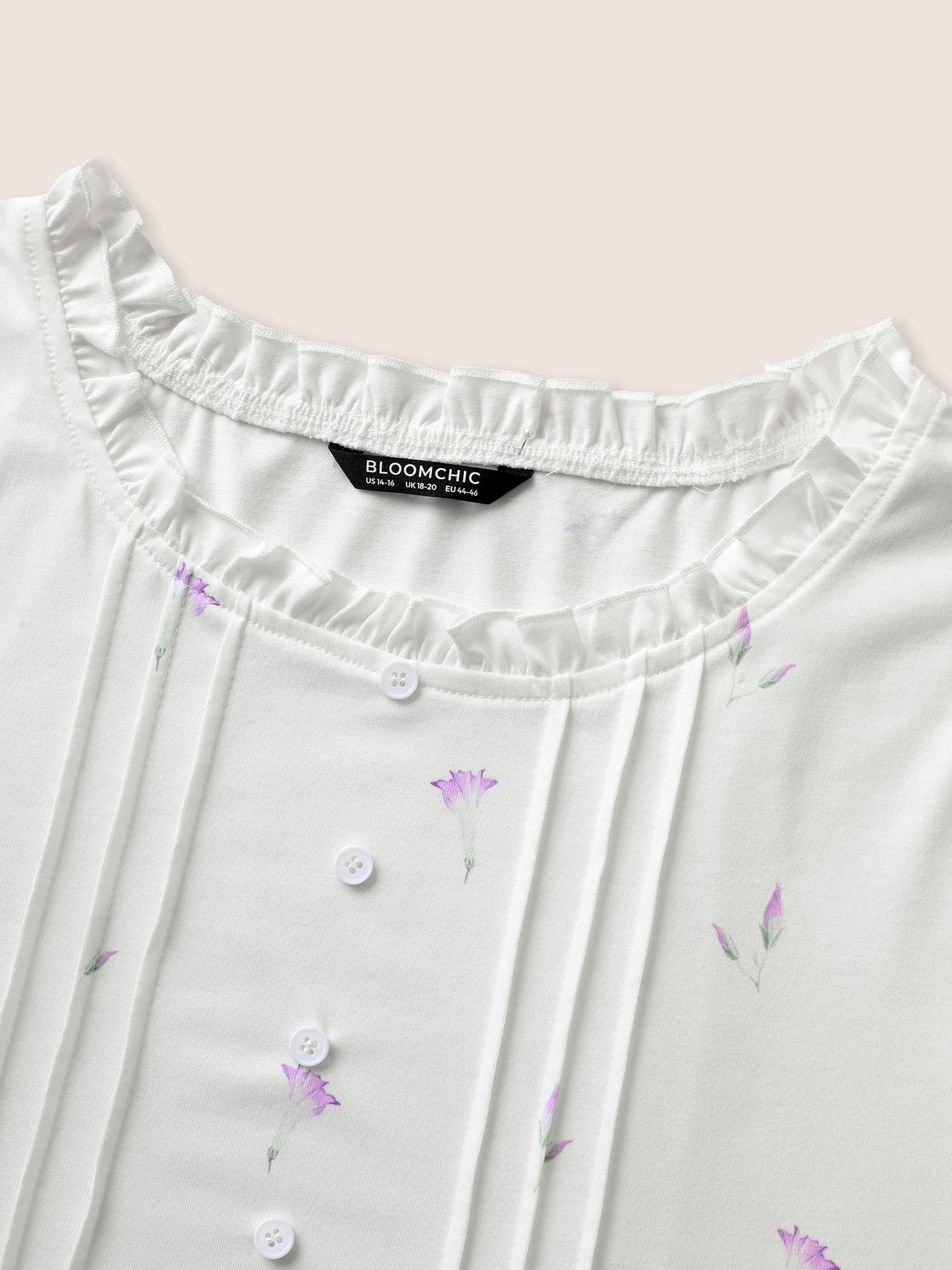 Floral Pleated Button Detail Loungewear Set