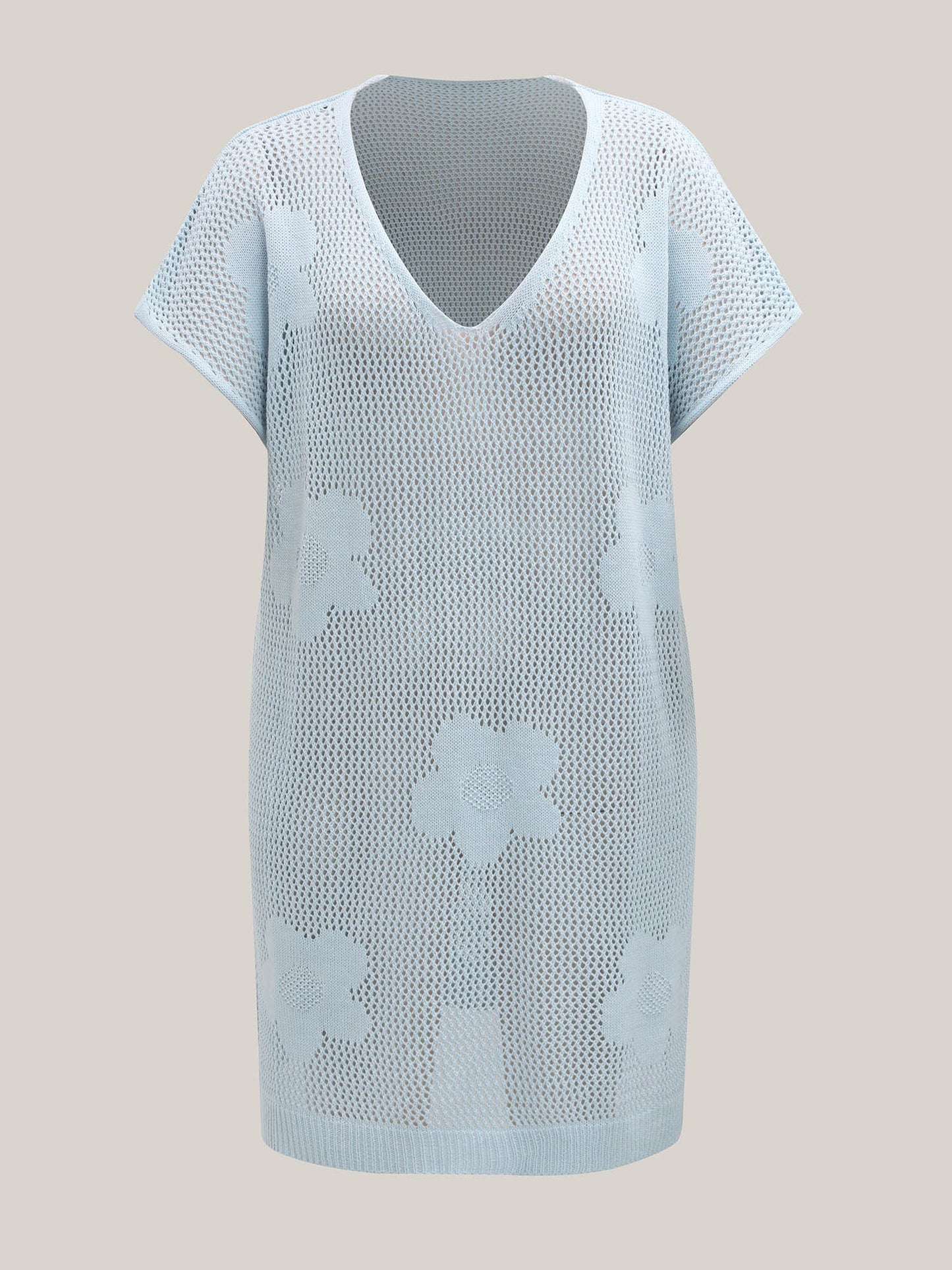 Floral Pattern Jacquard Slit Swim Cover-Up