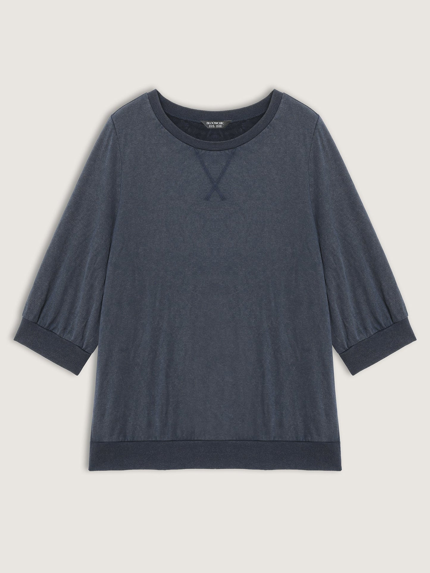 Vintage Round Neck Solid Sweatshirt