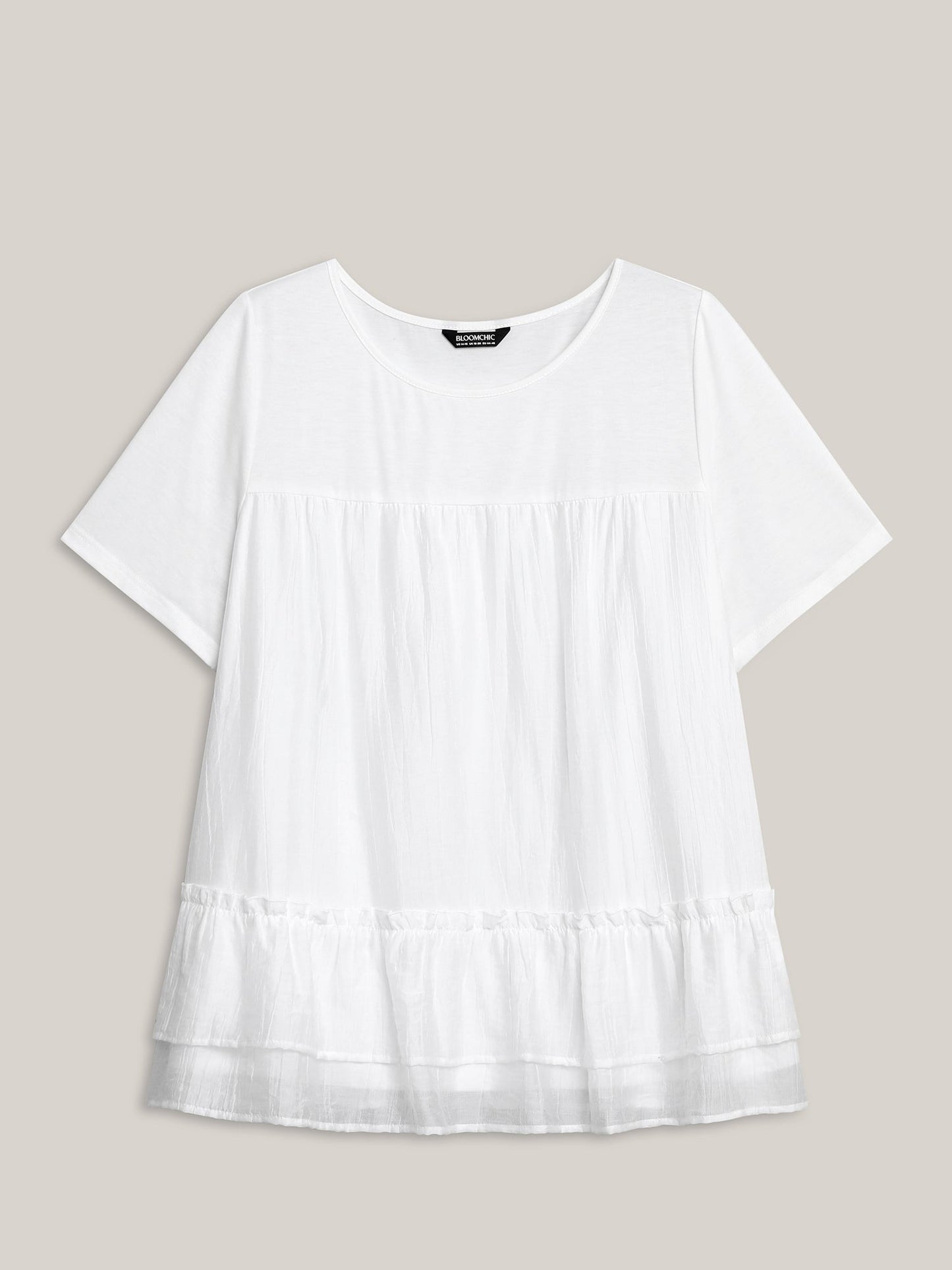 Layered Ruffled Hem Plain Knit Top