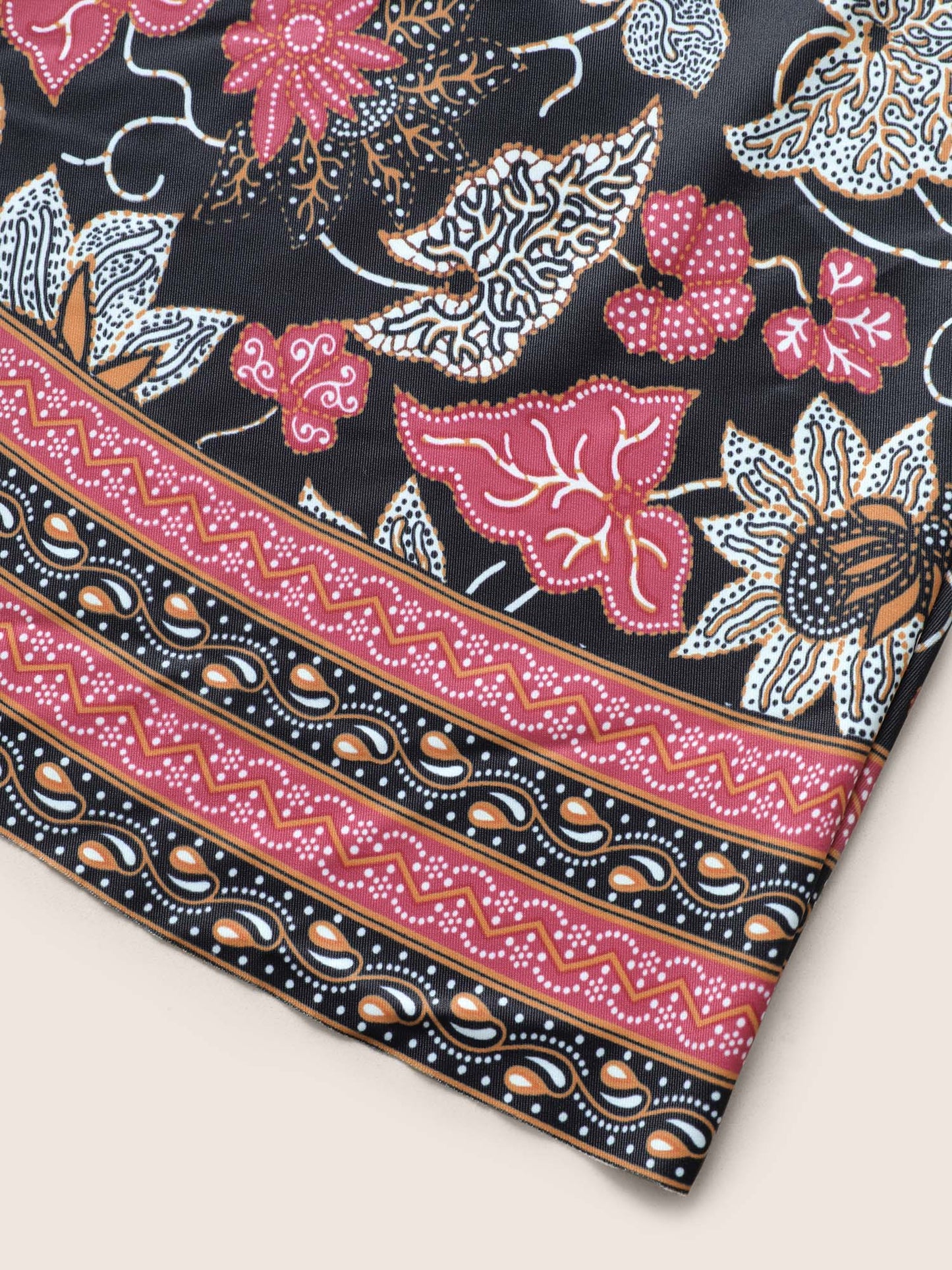 Bandana Print Overlap Collar Swim Dress