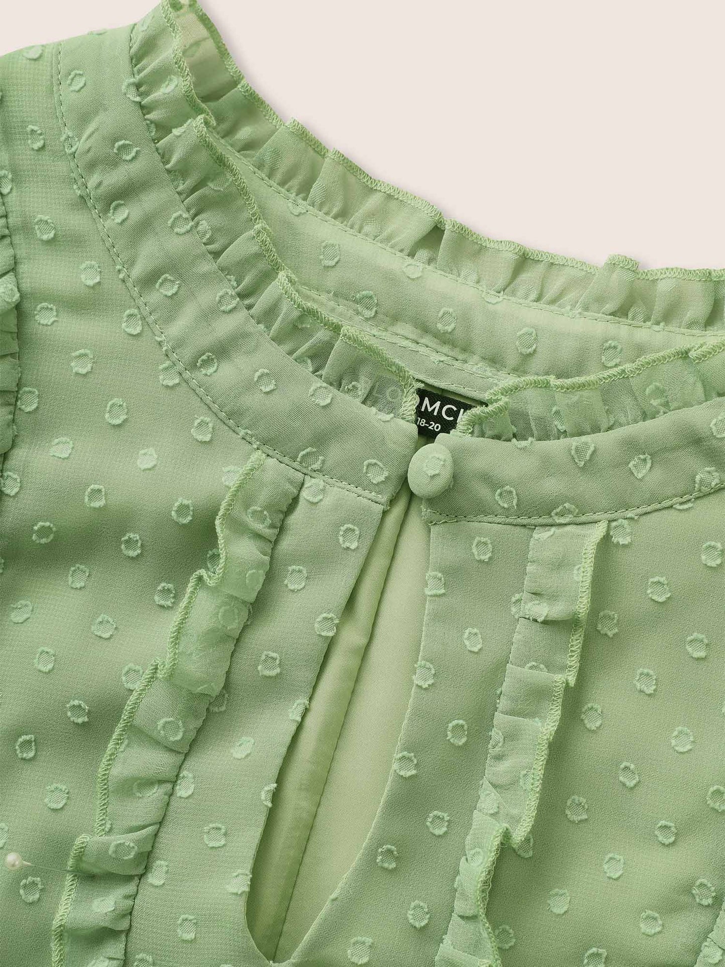 Texture Frill Trim Ruffle Sleeve Blouse