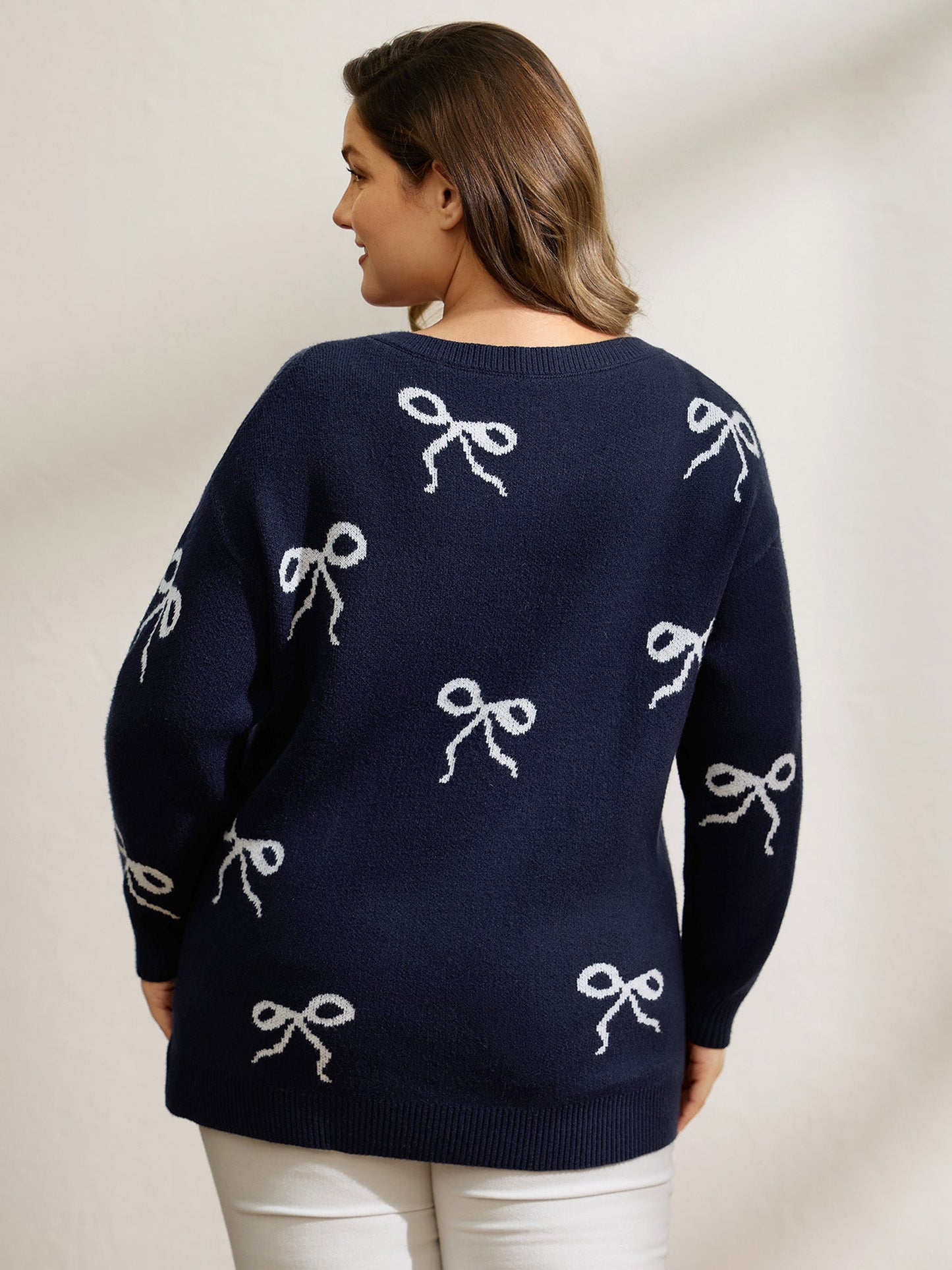 Supersoft Bowknot Boat Neckline Pullover