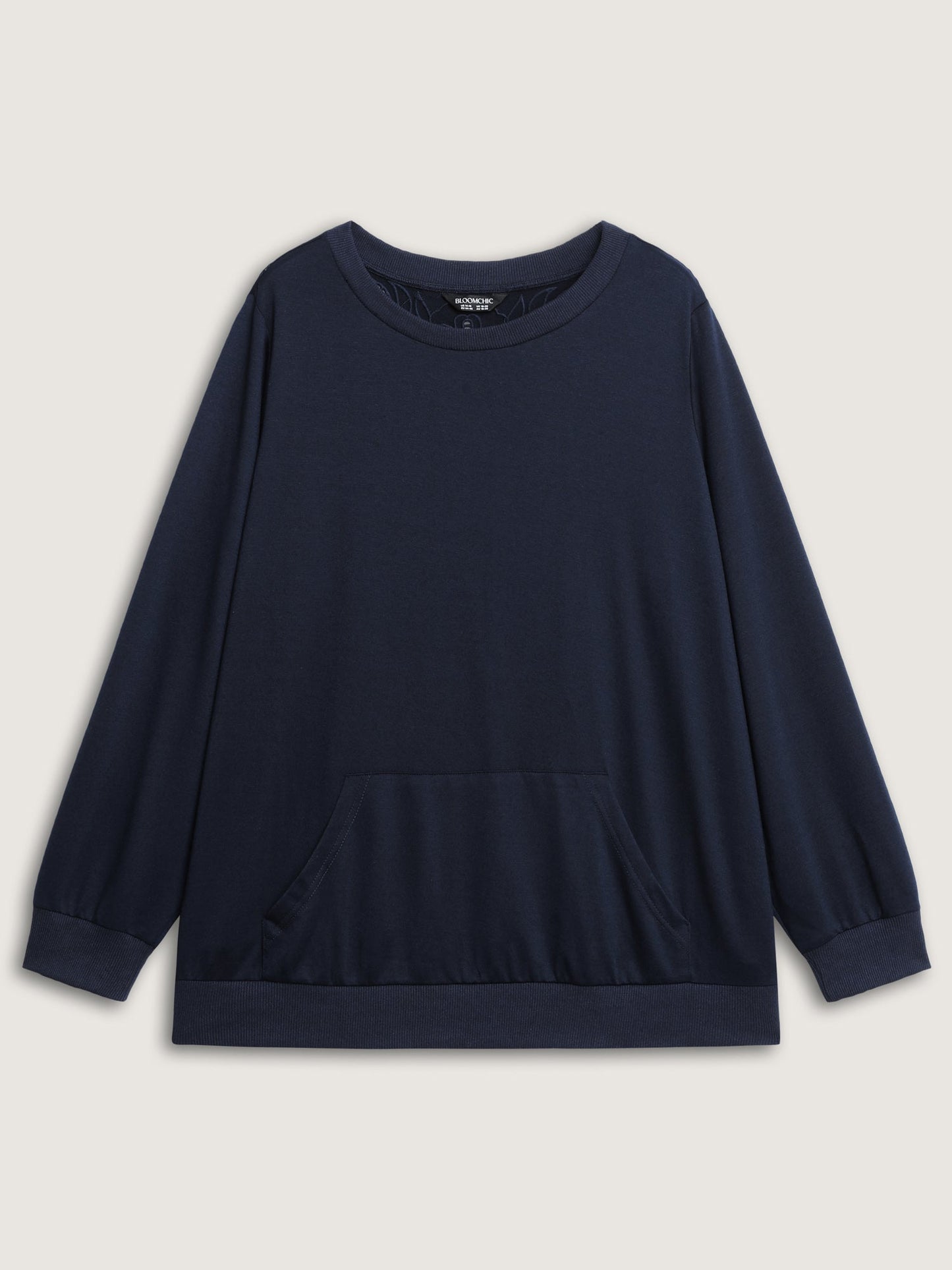 Floral Cut-Work Embroidery Solid Sweatshirt