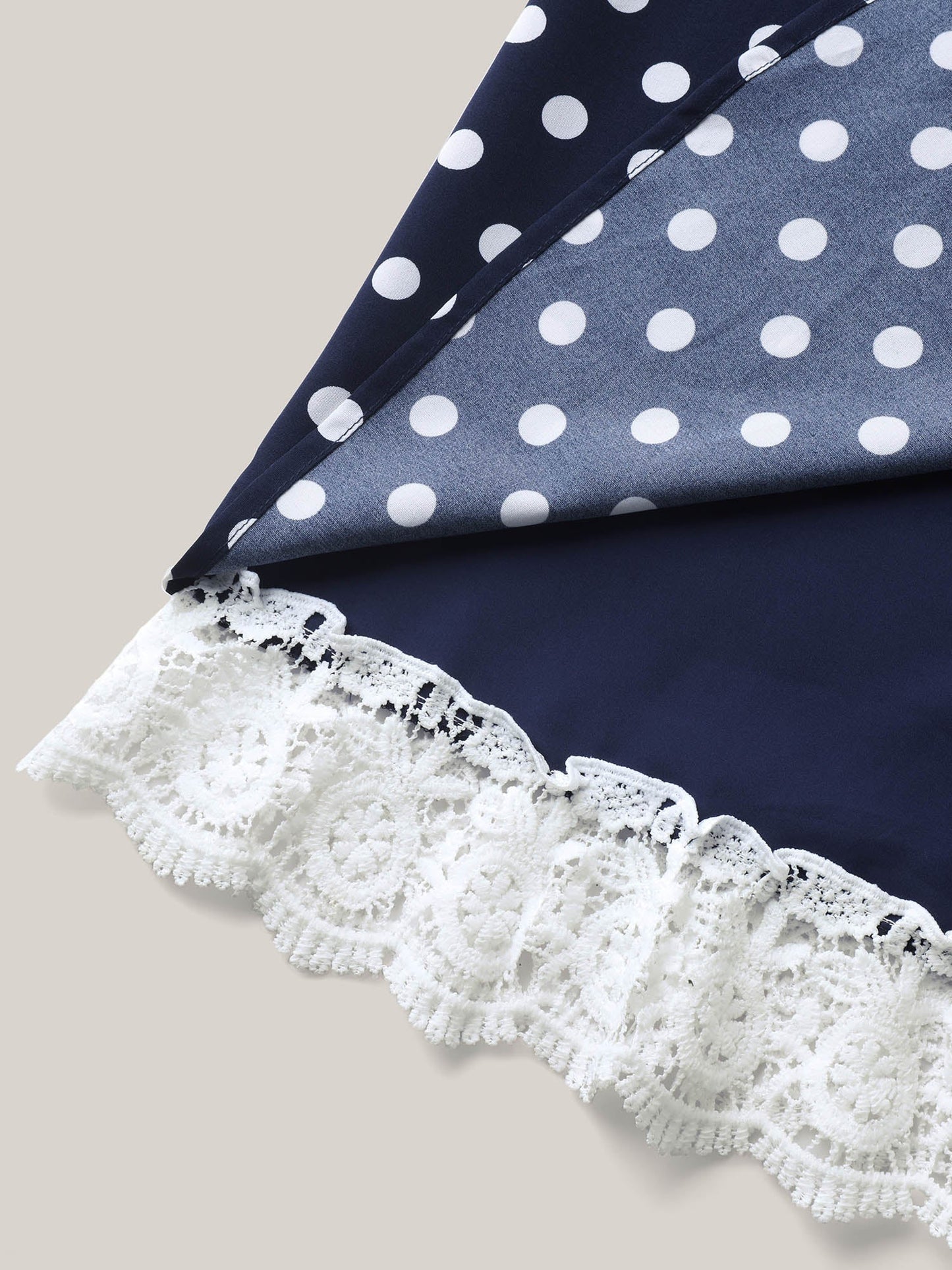 Polka Dots Print Adjustable Lace Midi Dress