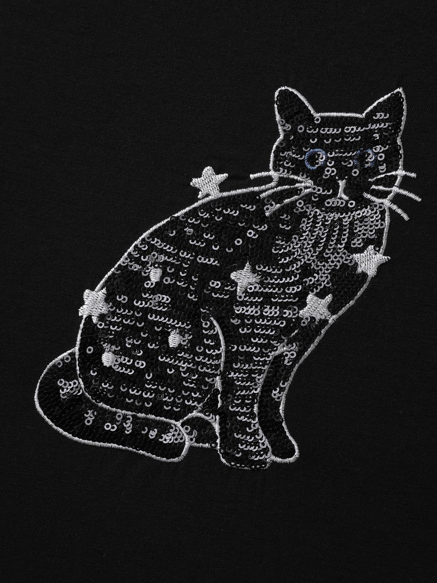 Supersoft Cat Sequin Embroidered T-Shirt