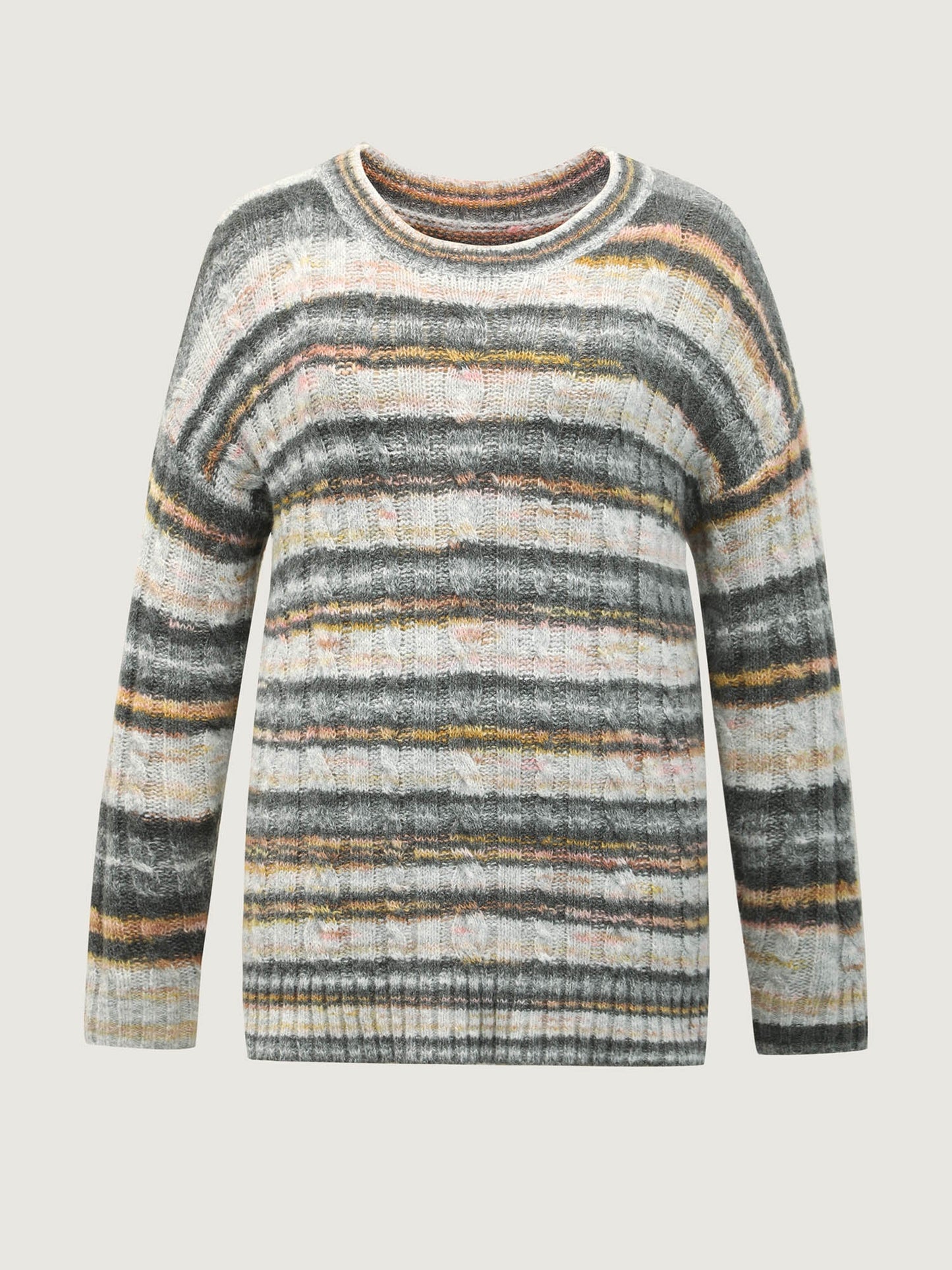 Heather Twist Textured Round Neck Pullover