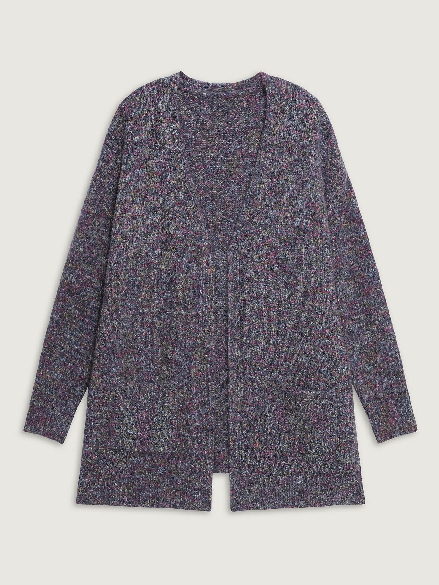 Heather Drop Shoulder Pockets Knit Cardigan