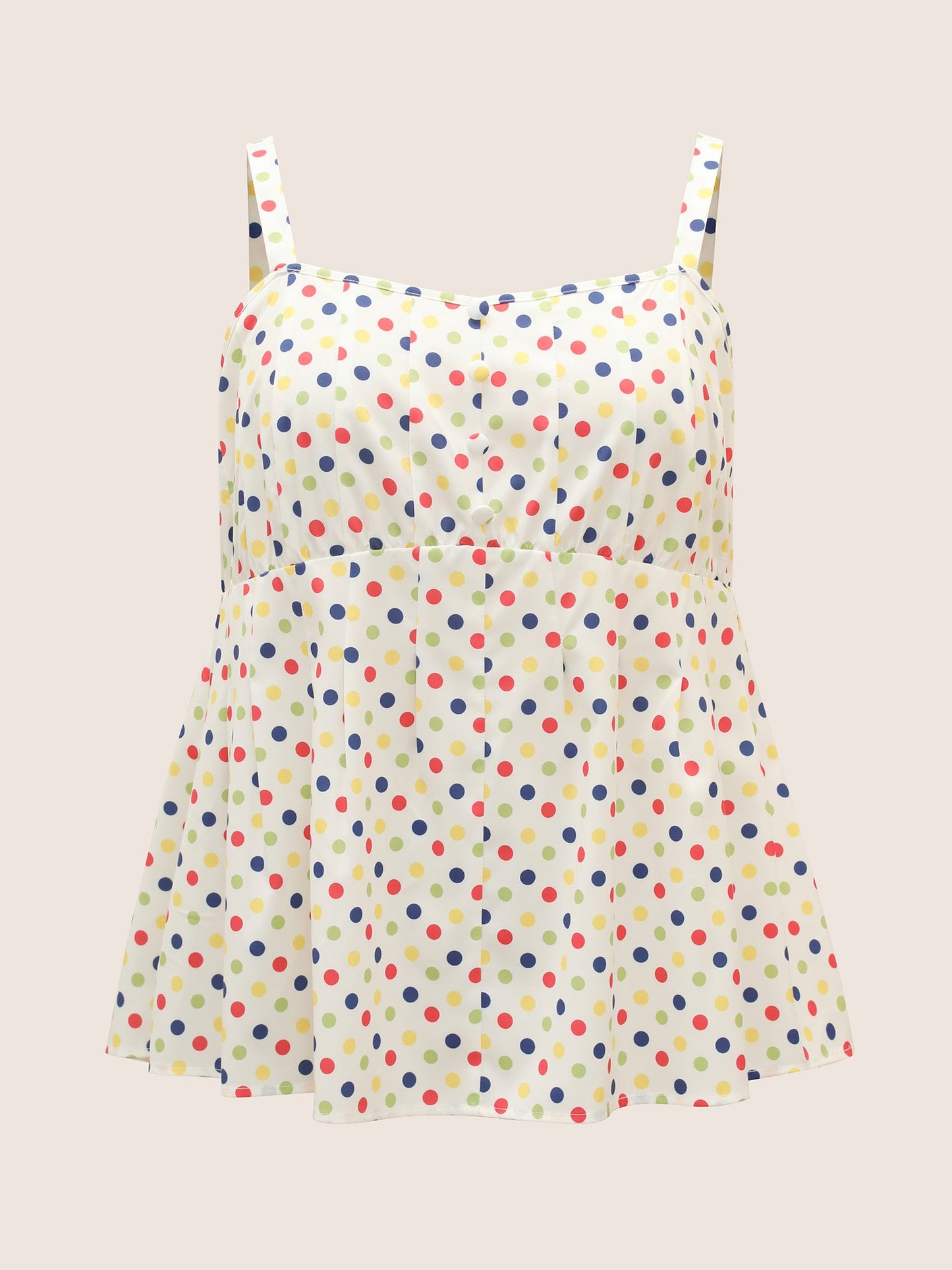 Colored Polka Dot Button Detail Cami Top