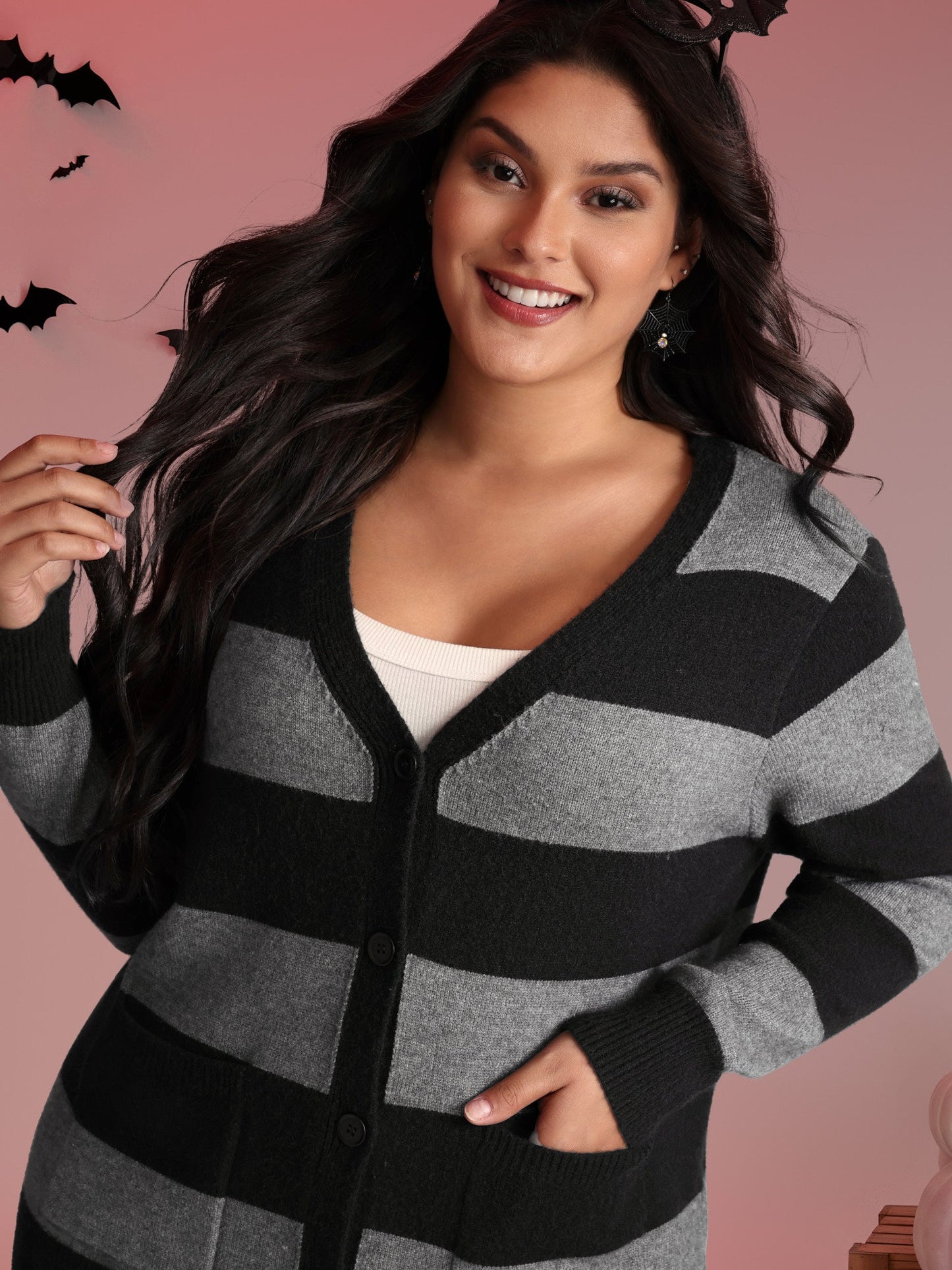 Supersoft Colorblock Button-Down Knit Cardigan