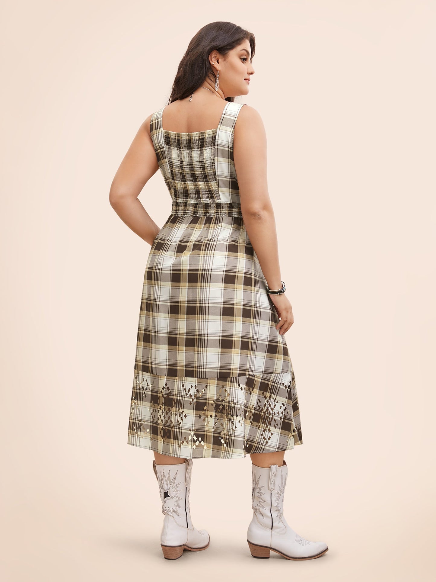Burntout Hem Waist Defining Midi Dress