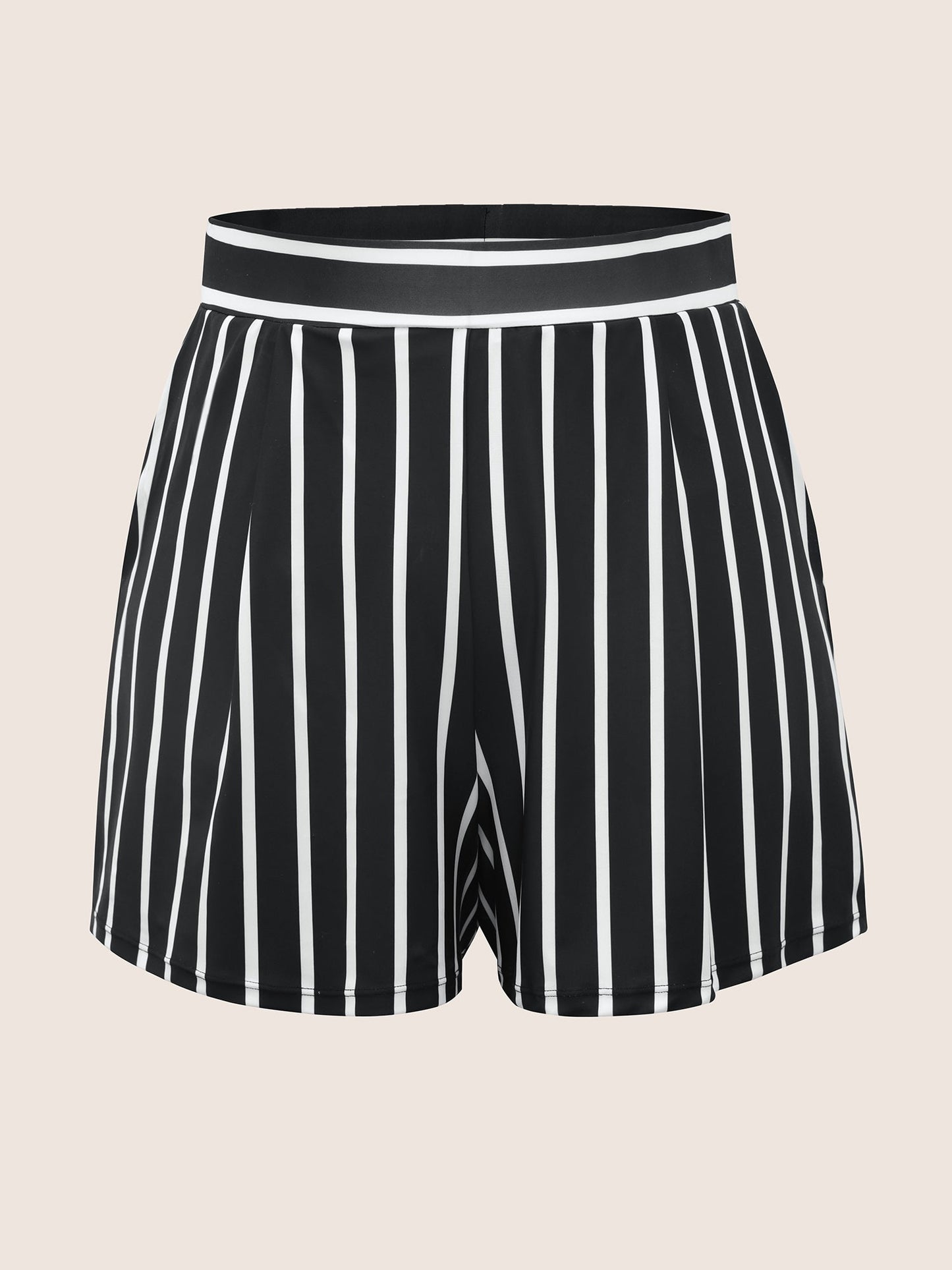 Contrast Striped Elastic Waist Pocket Swim Bottom
