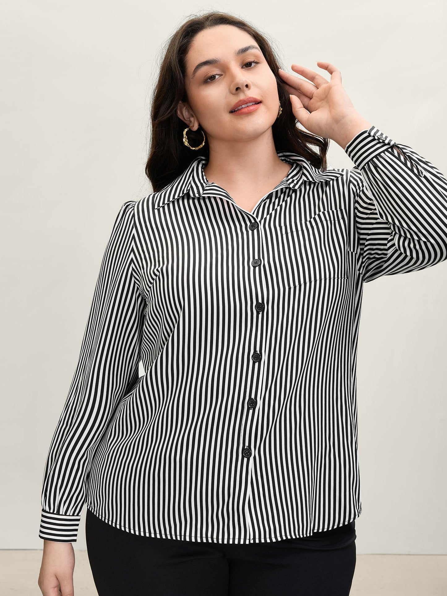 Striped Bow-Tie Button-Down Shirt