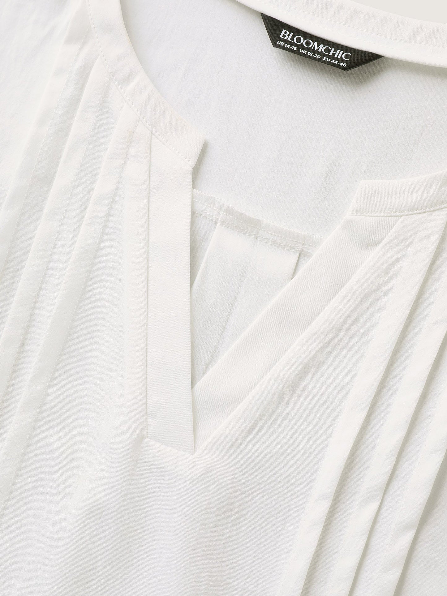 Toothpick Pleats Notched Collar Solid Blouse
