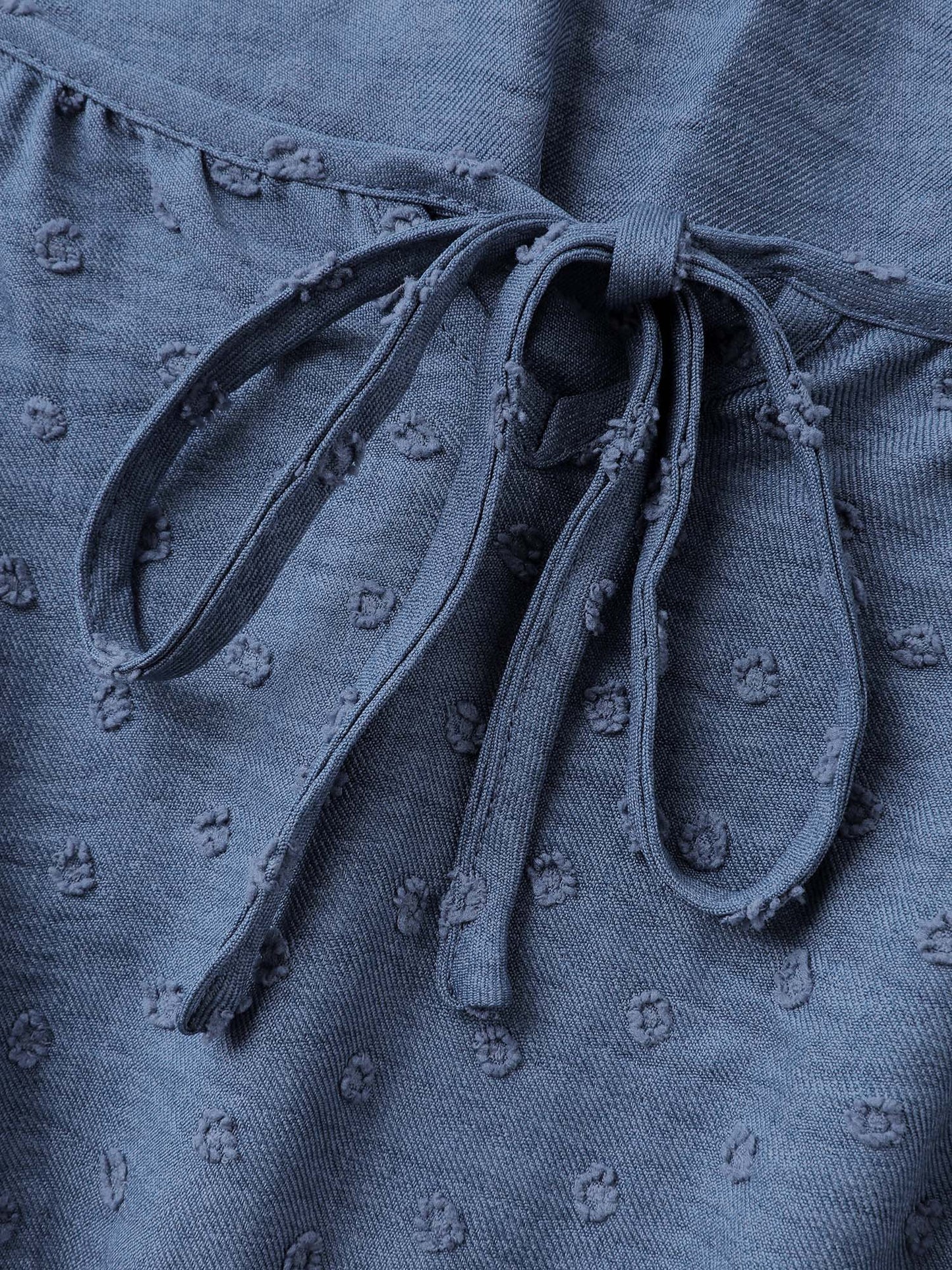 Textured Shirred Waist Neck-Tie Maxi Dress