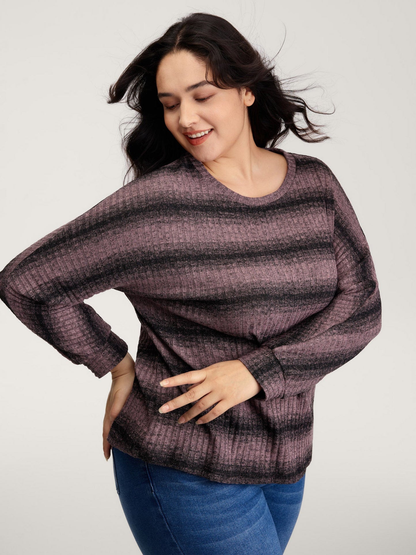 Textured Stripes Relaxed-Fit Sweatshirt