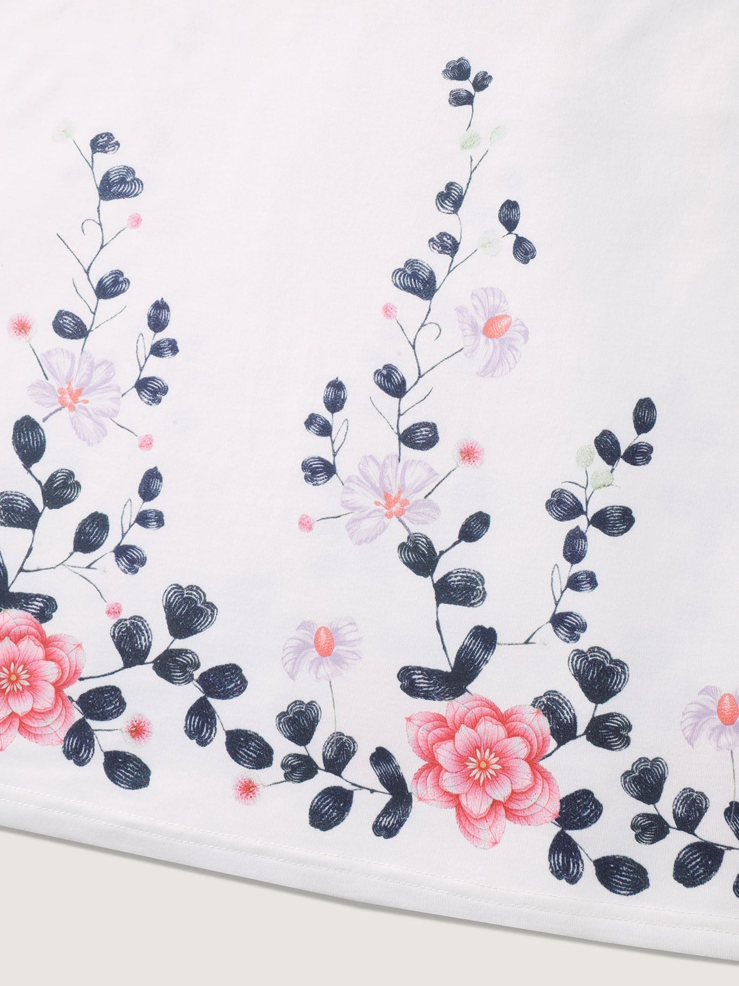 Stretchy Floral Print V-Neck Knit Top