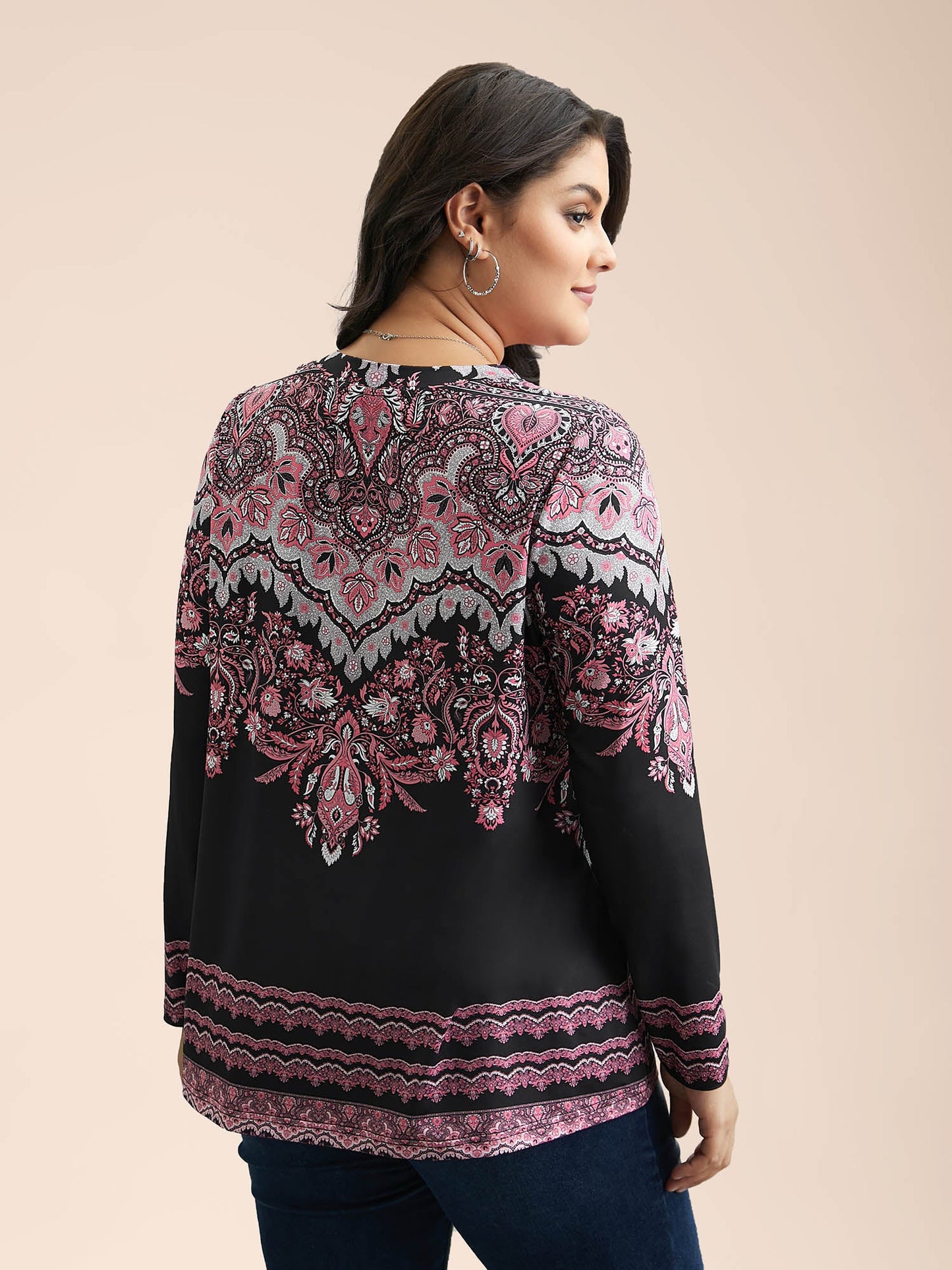 Stretchy Boho Print Full Sleeve T-Shirt