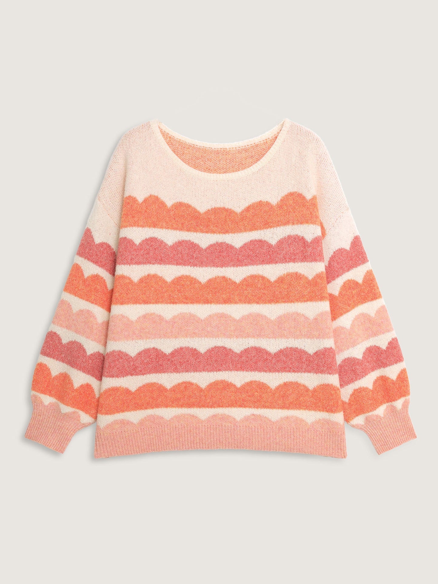 Cloudy Stripes Contrast Balloon Sleeve Pullover