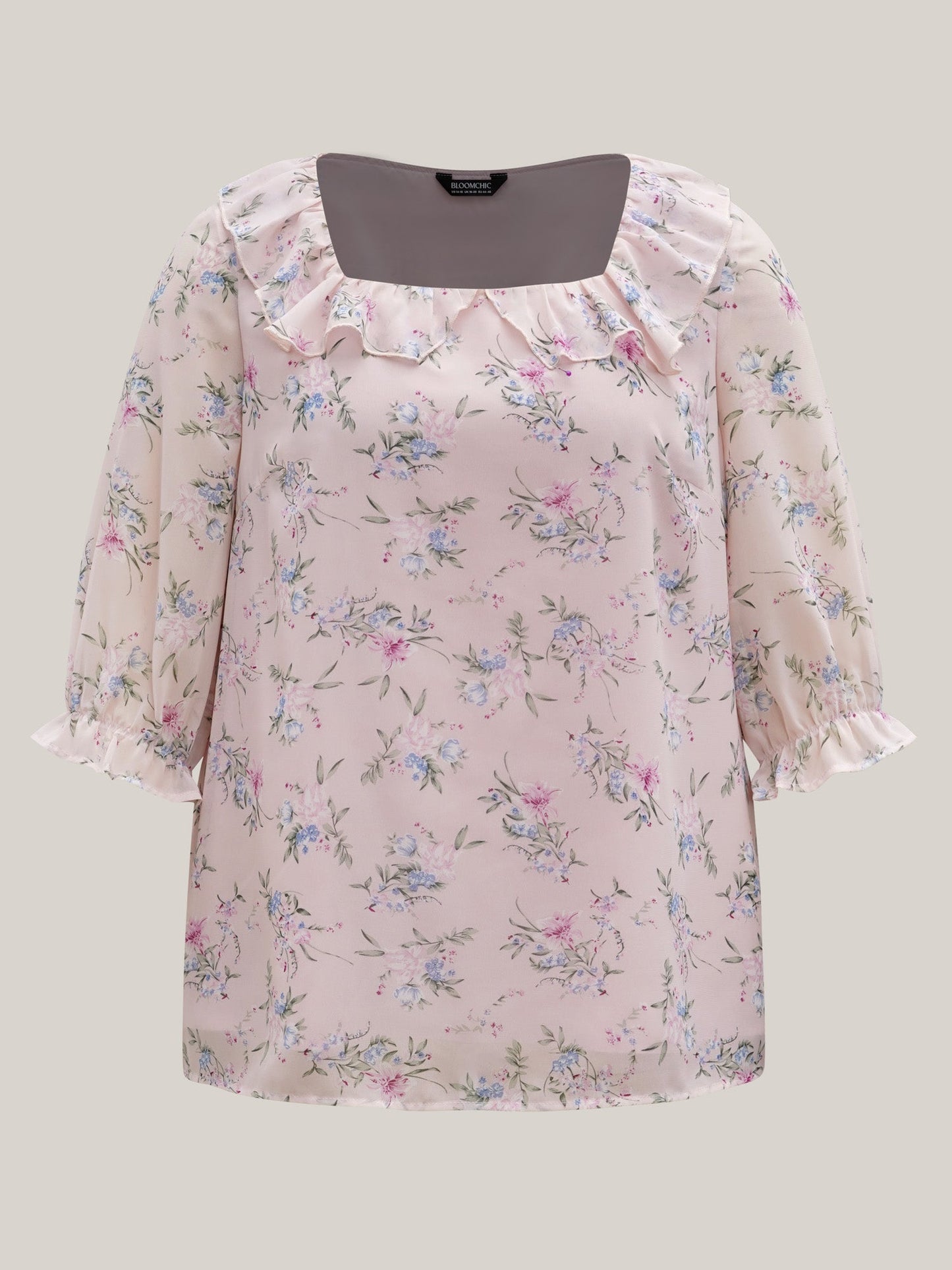Chiffon Printed Ruffled Shirt