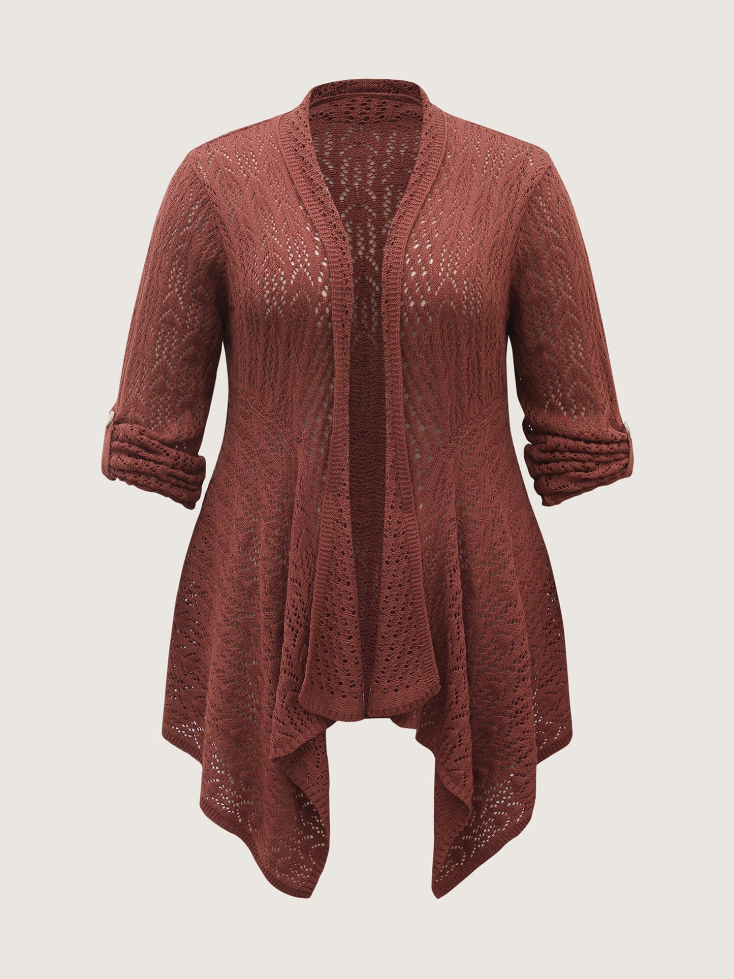 Textured Cut-Out Asymmetrical Lightweight Cardigan