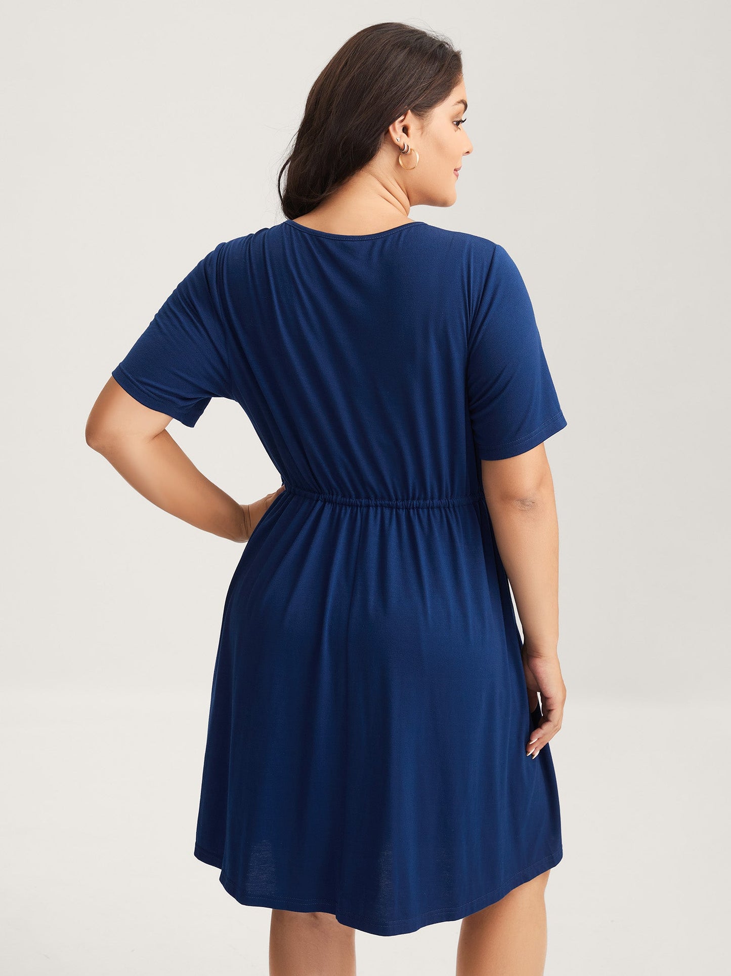 Supersoft Cord Embroidered Drawstring Midi Dress