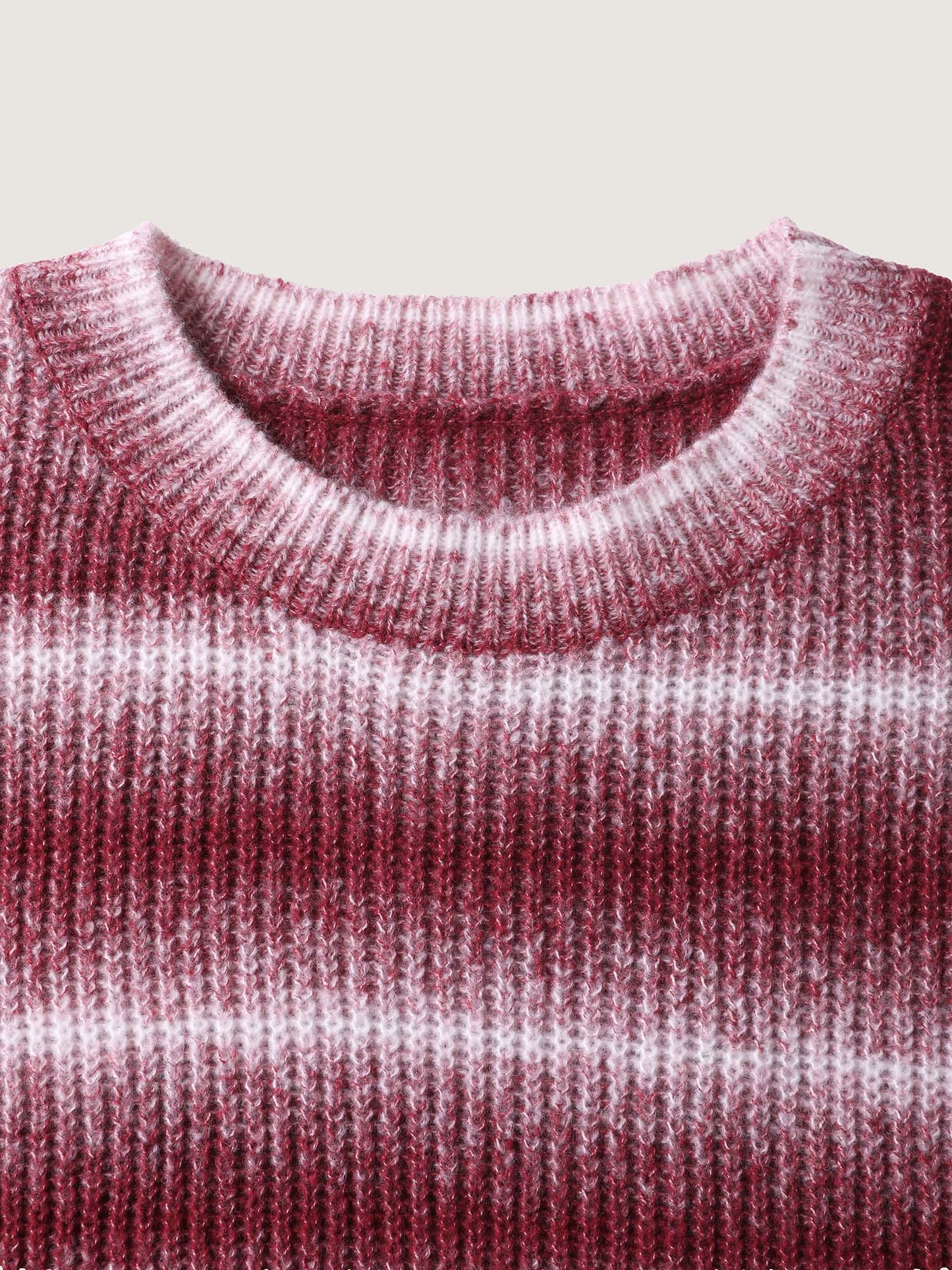 Ombre Tissue Textured Round Neck Pullover