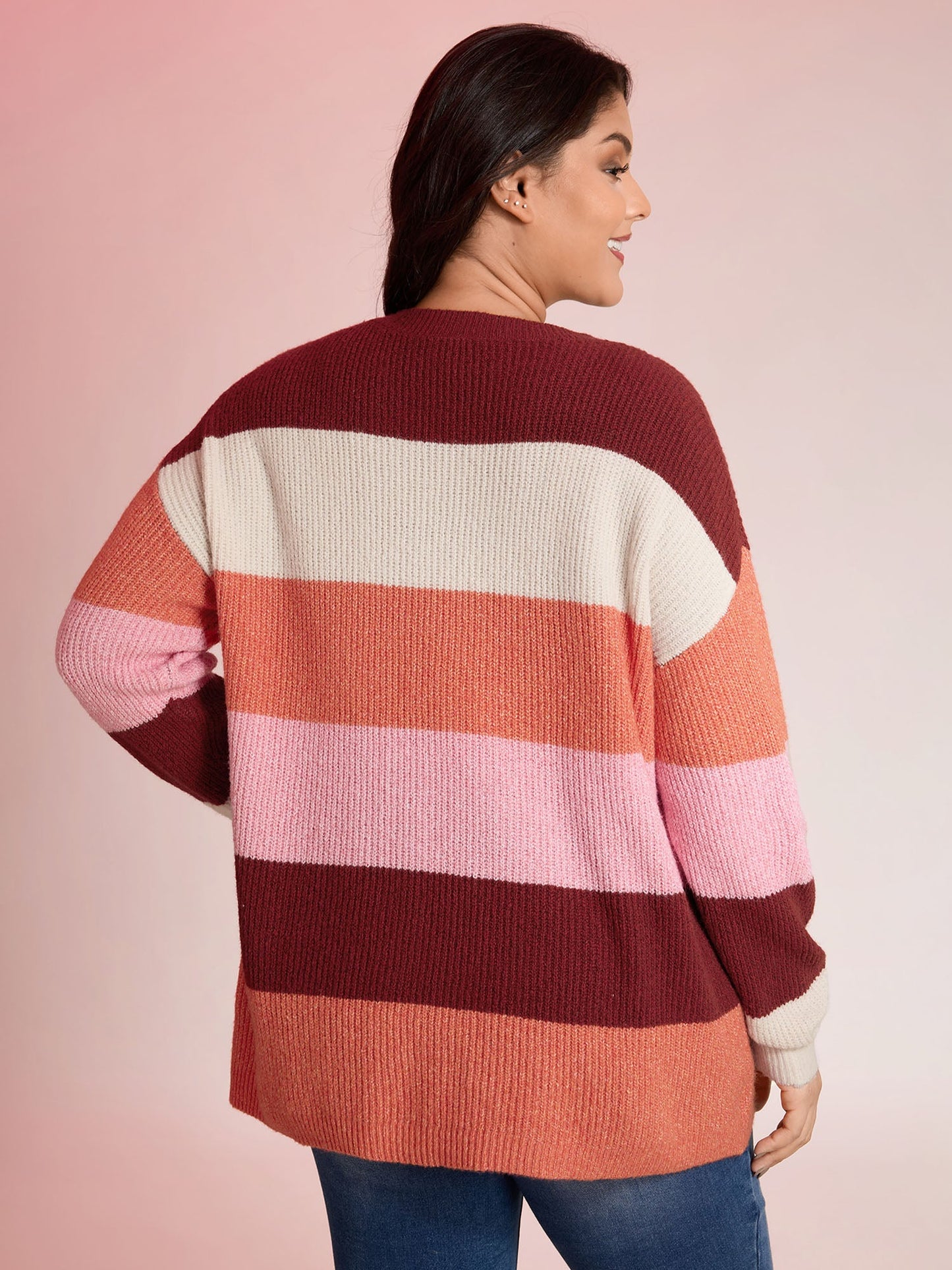 Supersoft Superstretchy Color Stripe Textured Pullover