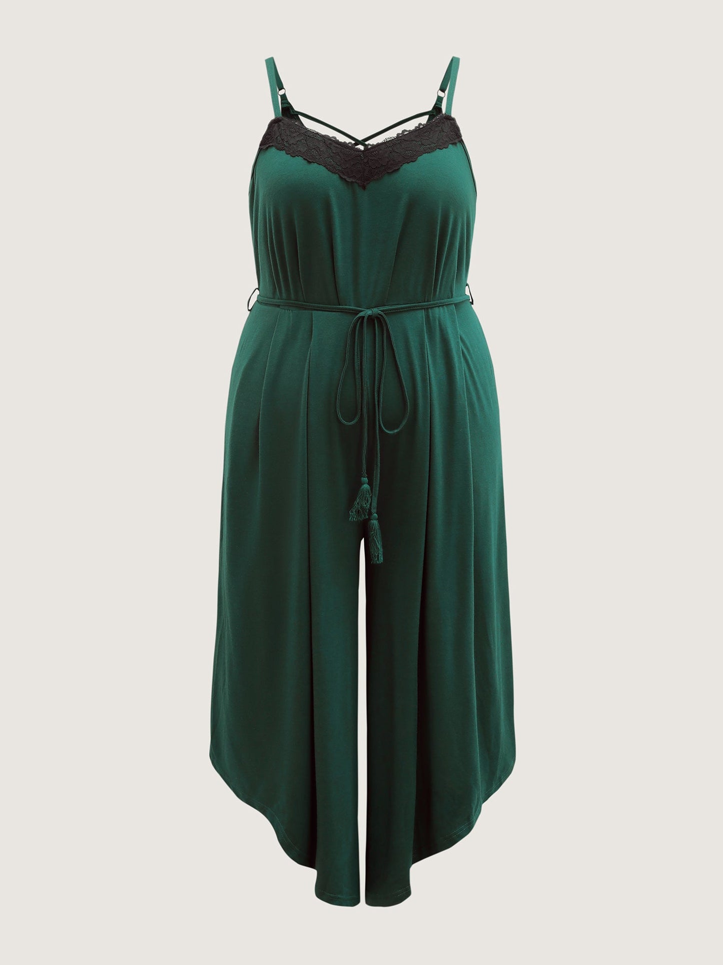 Supersoft Backless Crosstie Asymmetrical Hem Lace Jumpsuit