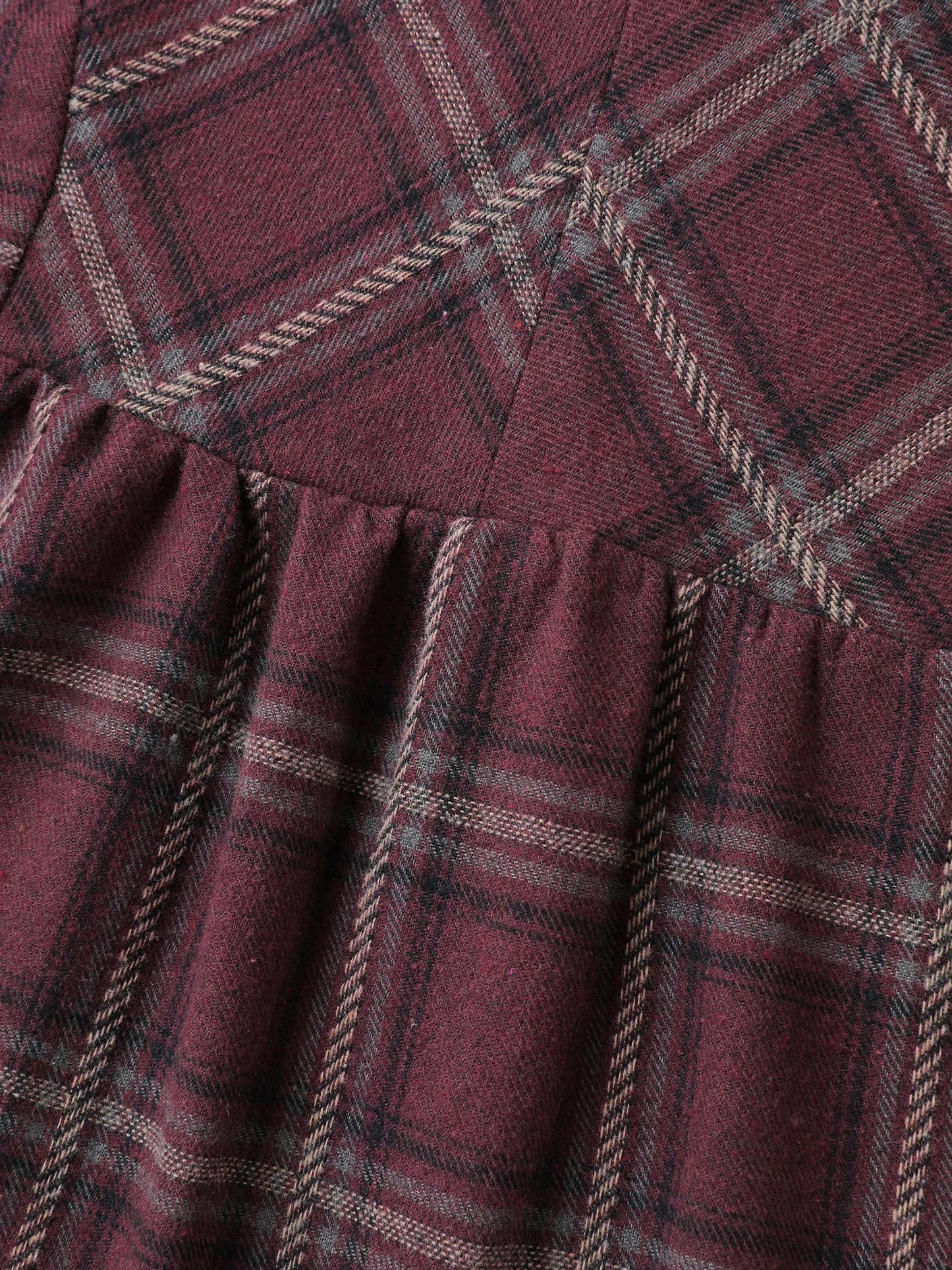 Plaid Pattern Relaxed-Fit Collar Blouse