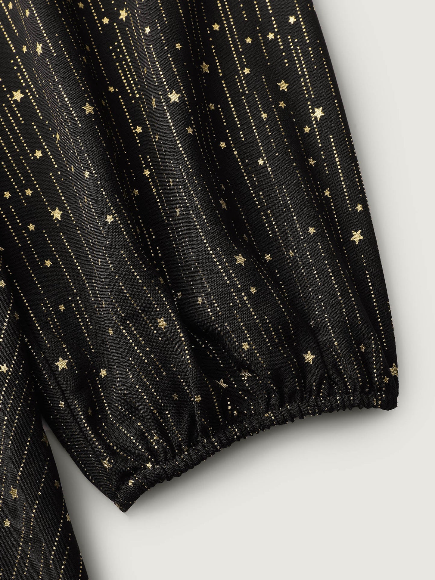 Gold Stamp Ruched Neckline Flowy Blouse