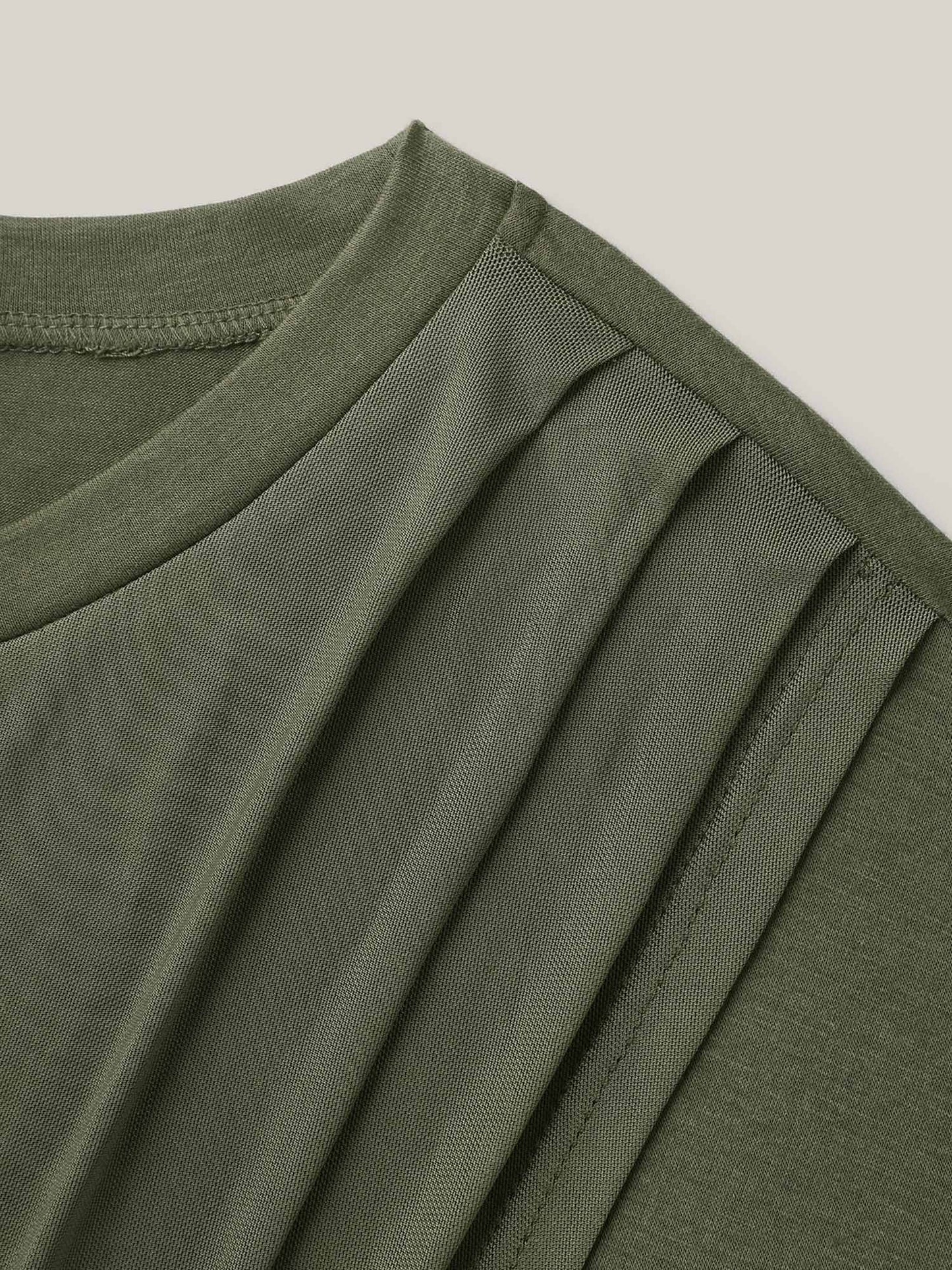 Stretchy Overlap Hem Mesh Plain Top