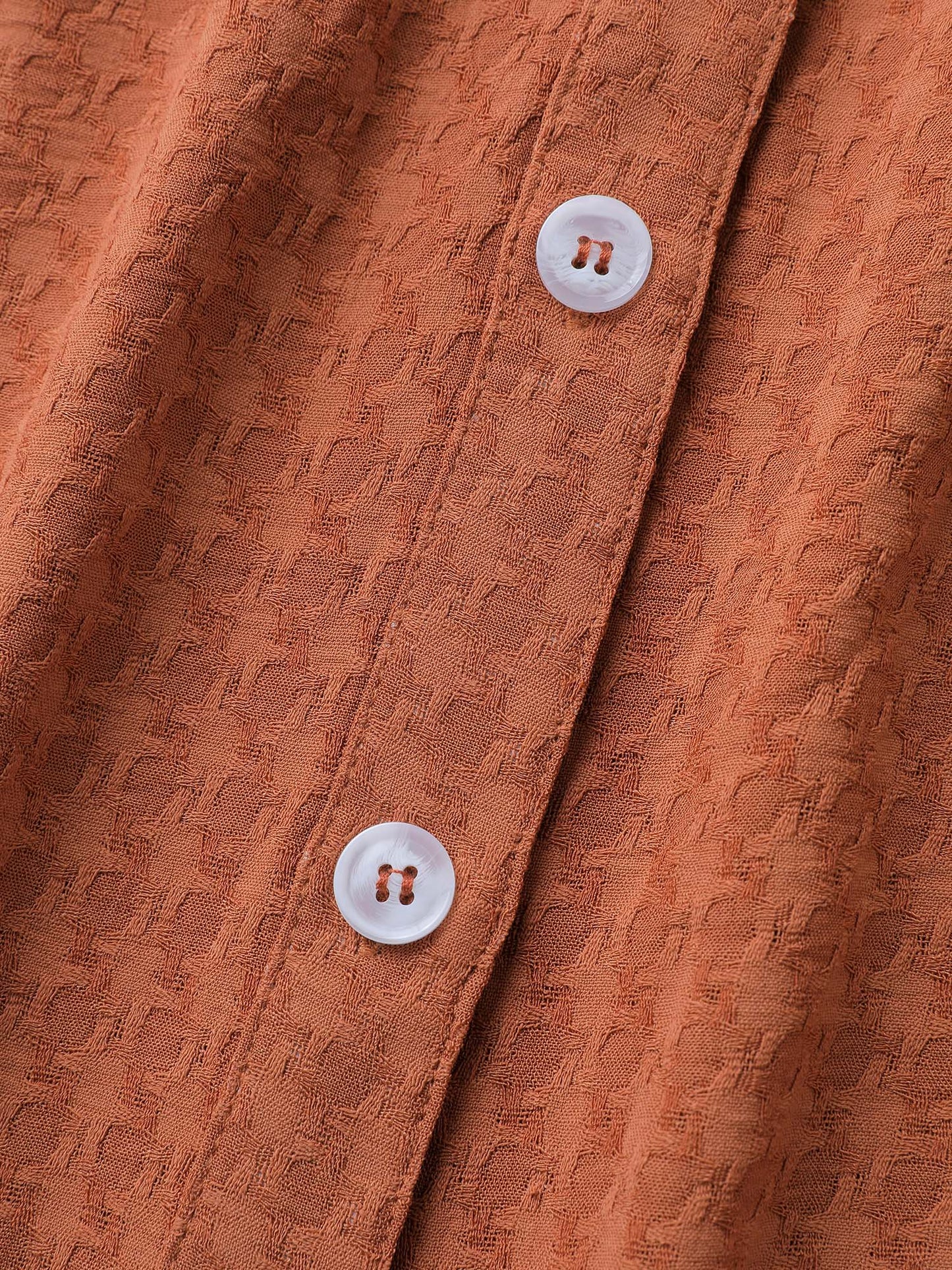 Textured Button Detail Pleated Button-Down Shirt