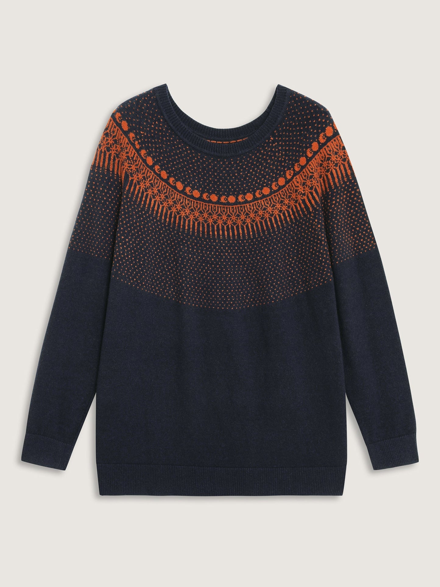 Supersoft Fair Isle Yoke Color Contrast Pullover