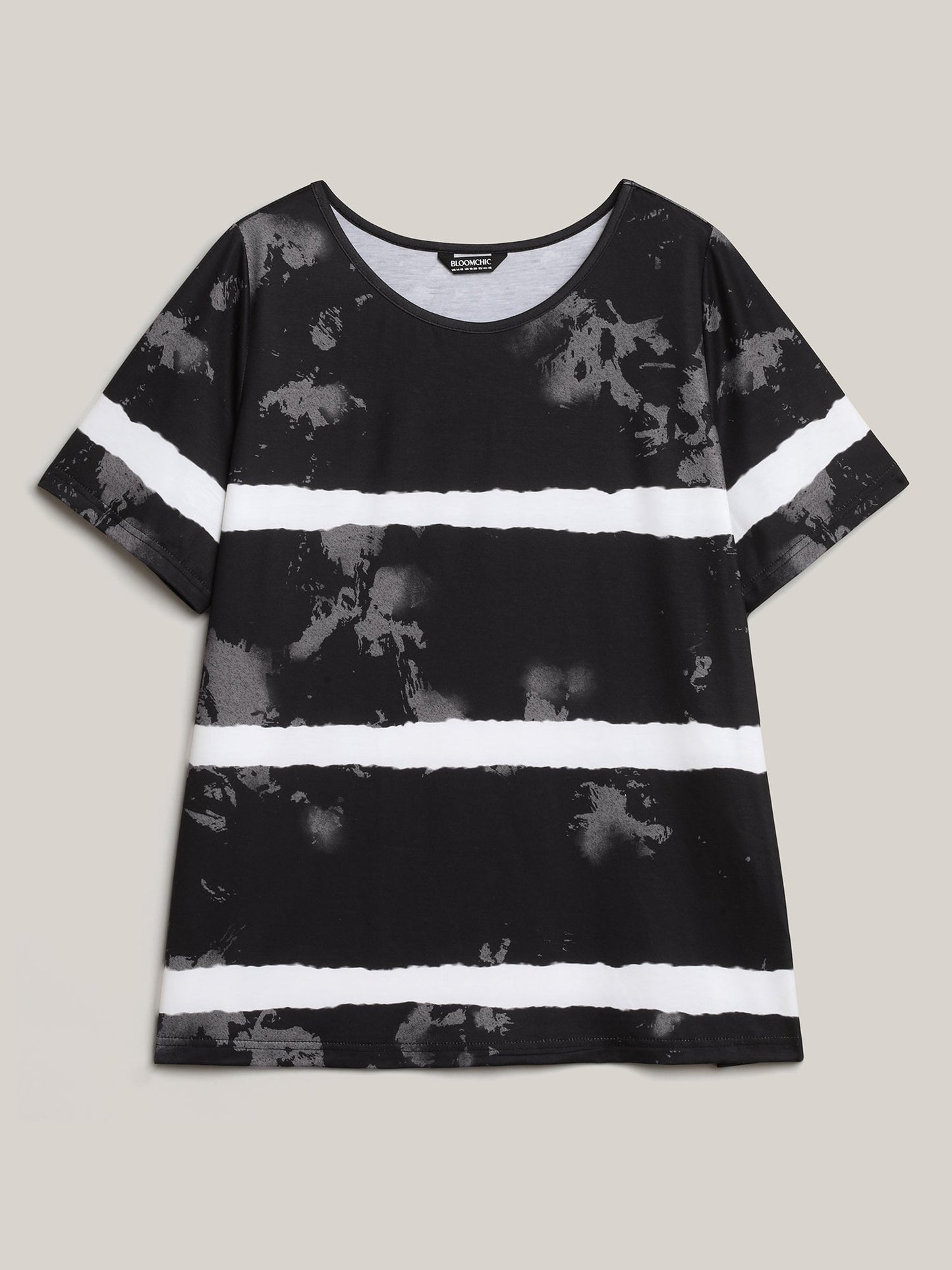 Tie-Dye Gradient Stripes Round Neck T-Shirt