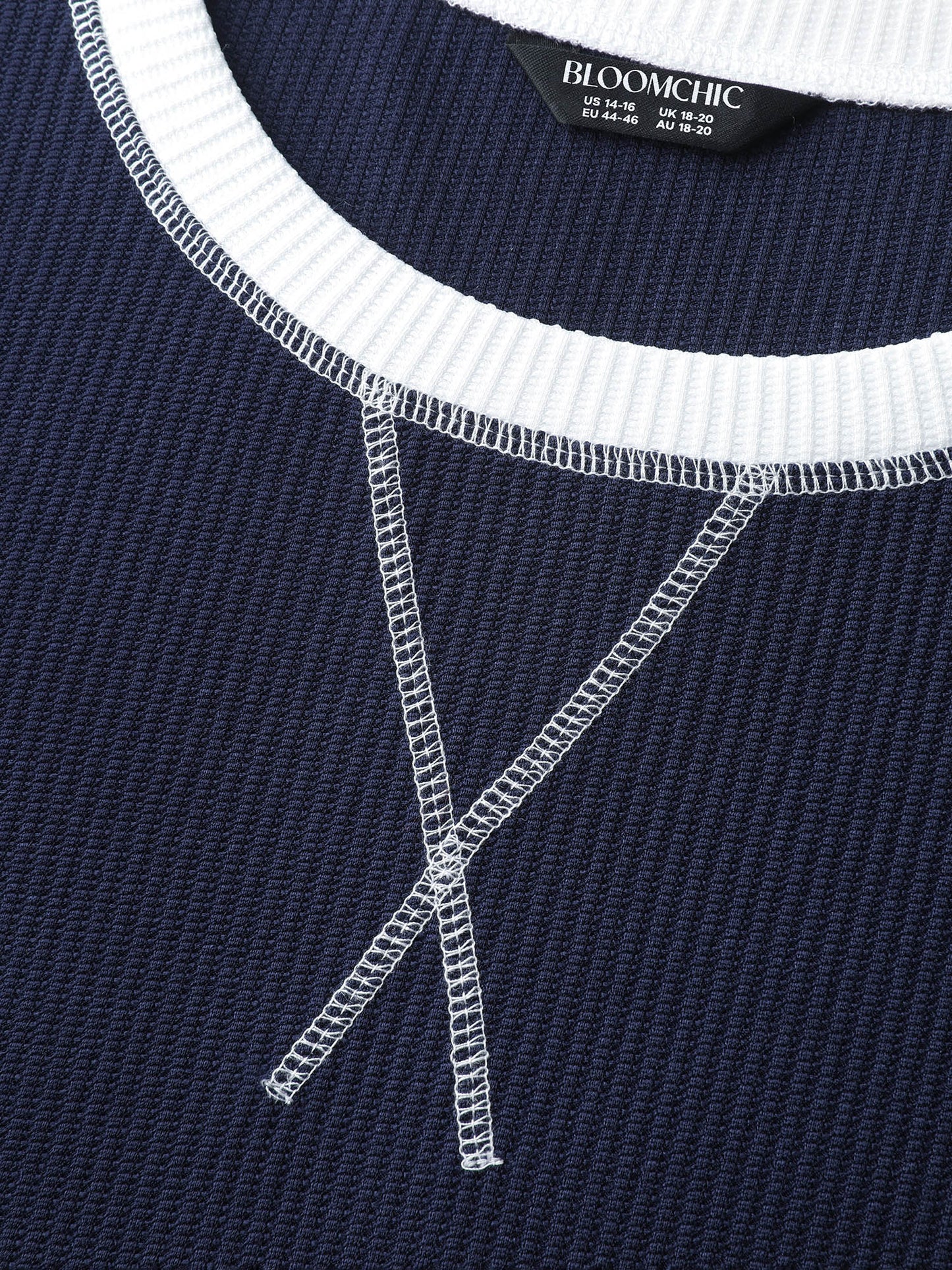 Waffle Layered Color Contrast T-Shirt