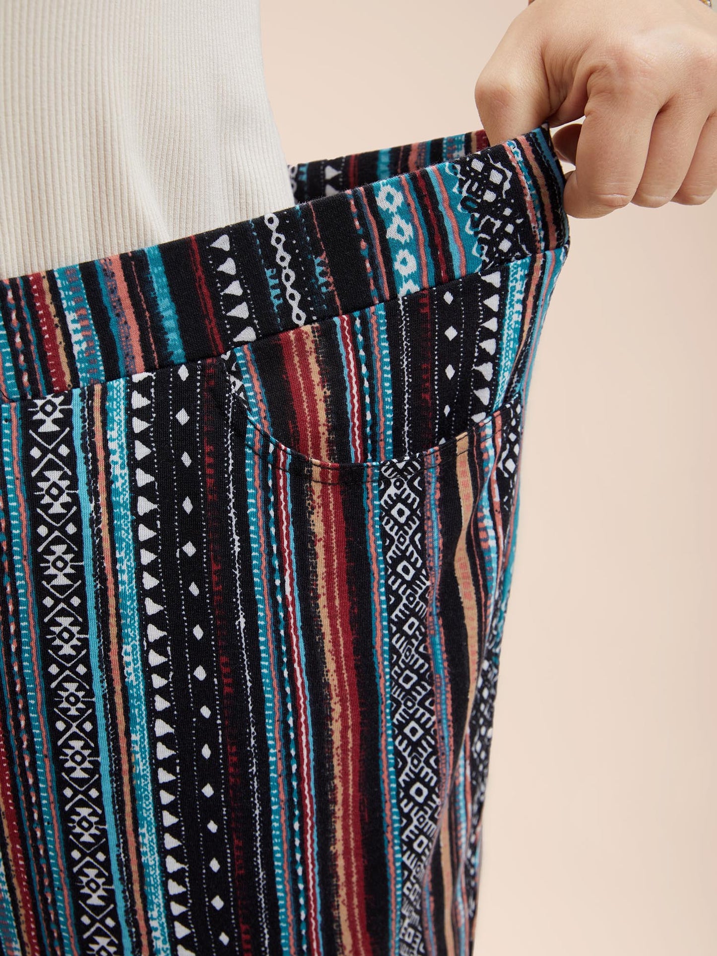 Floral Pattern Midi-Rise Bootcut Legging