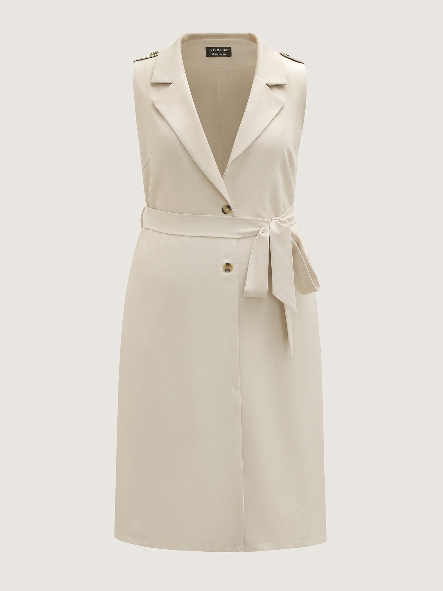 Back Slit Waist Belt Lined Long Vest