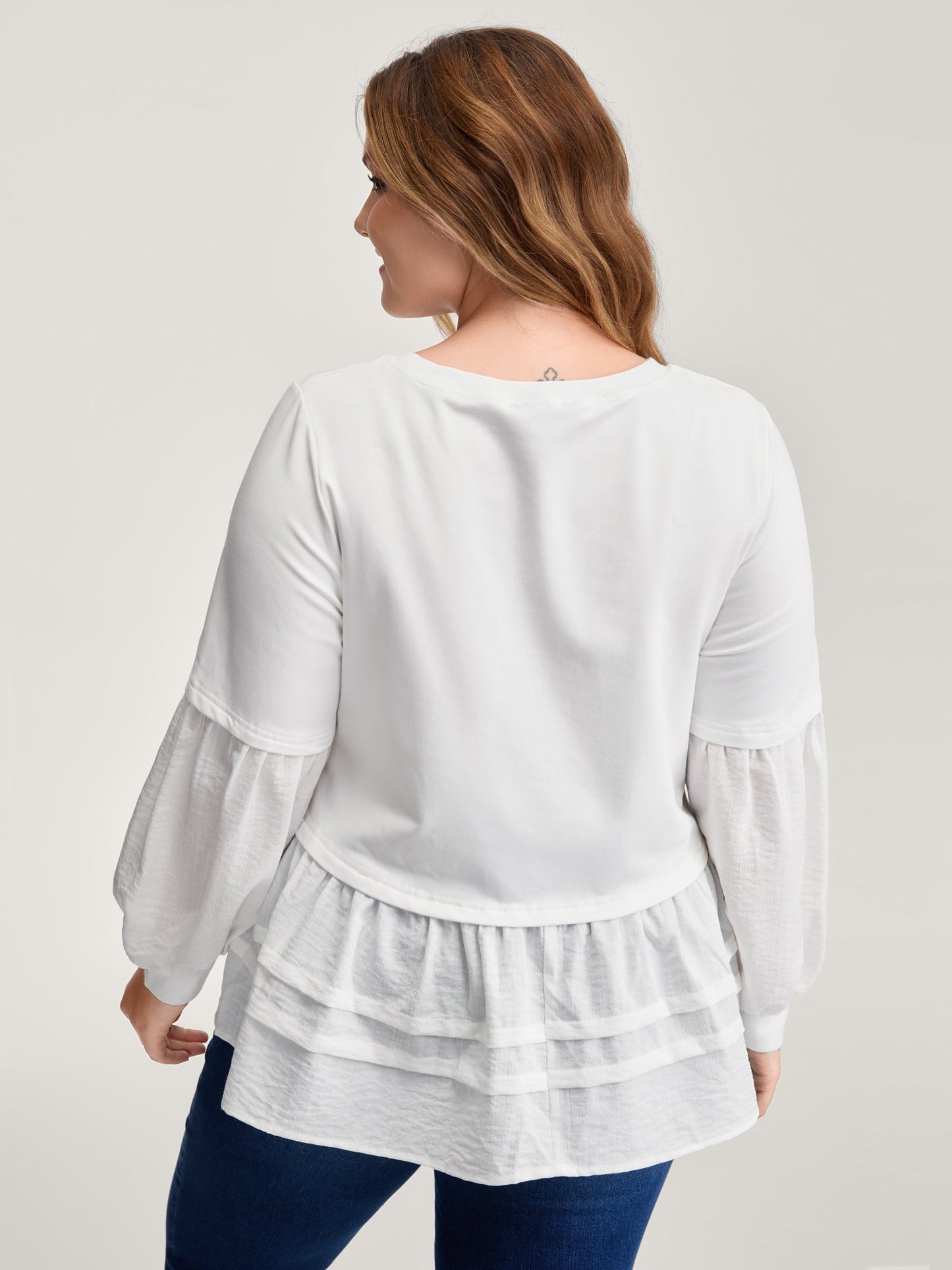 Textured Faux Two-Piece Pleated Sweatshirt