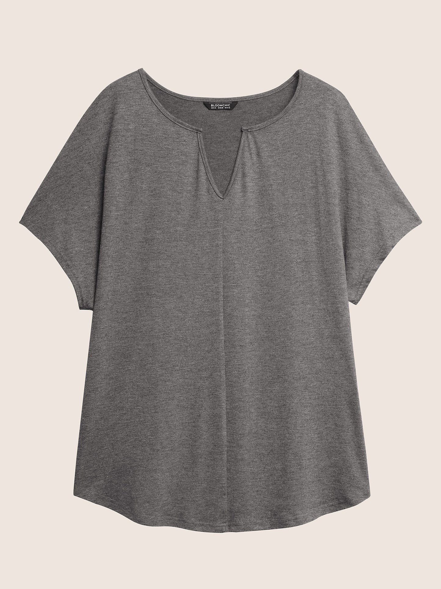 Plain Arc Hem Notched Dolman Sleeve Sleep Top