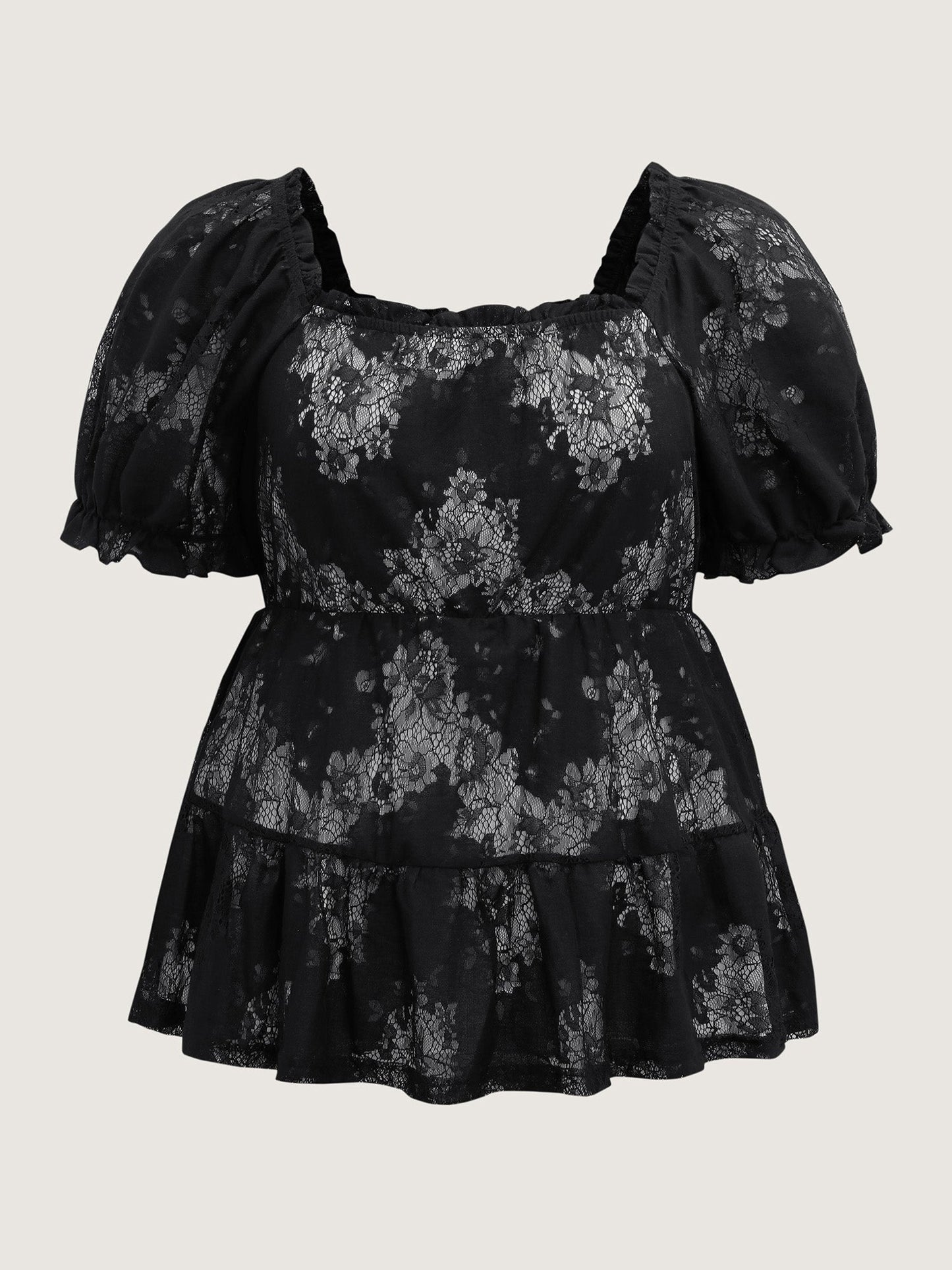 Midnight Florals Tiered Lace Knit Top