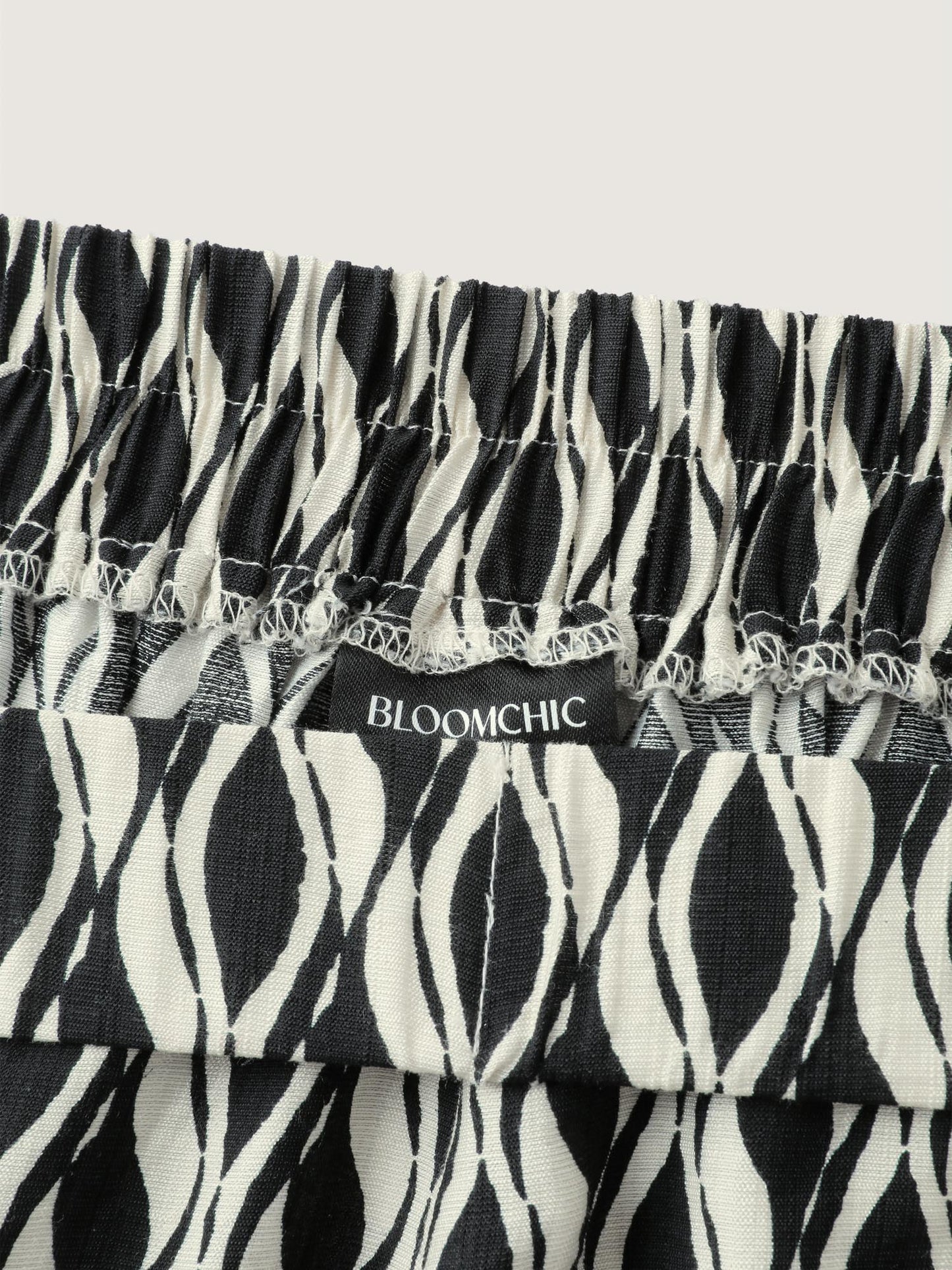 Geometric Print Stretchy Waist Wide-Leg Pants