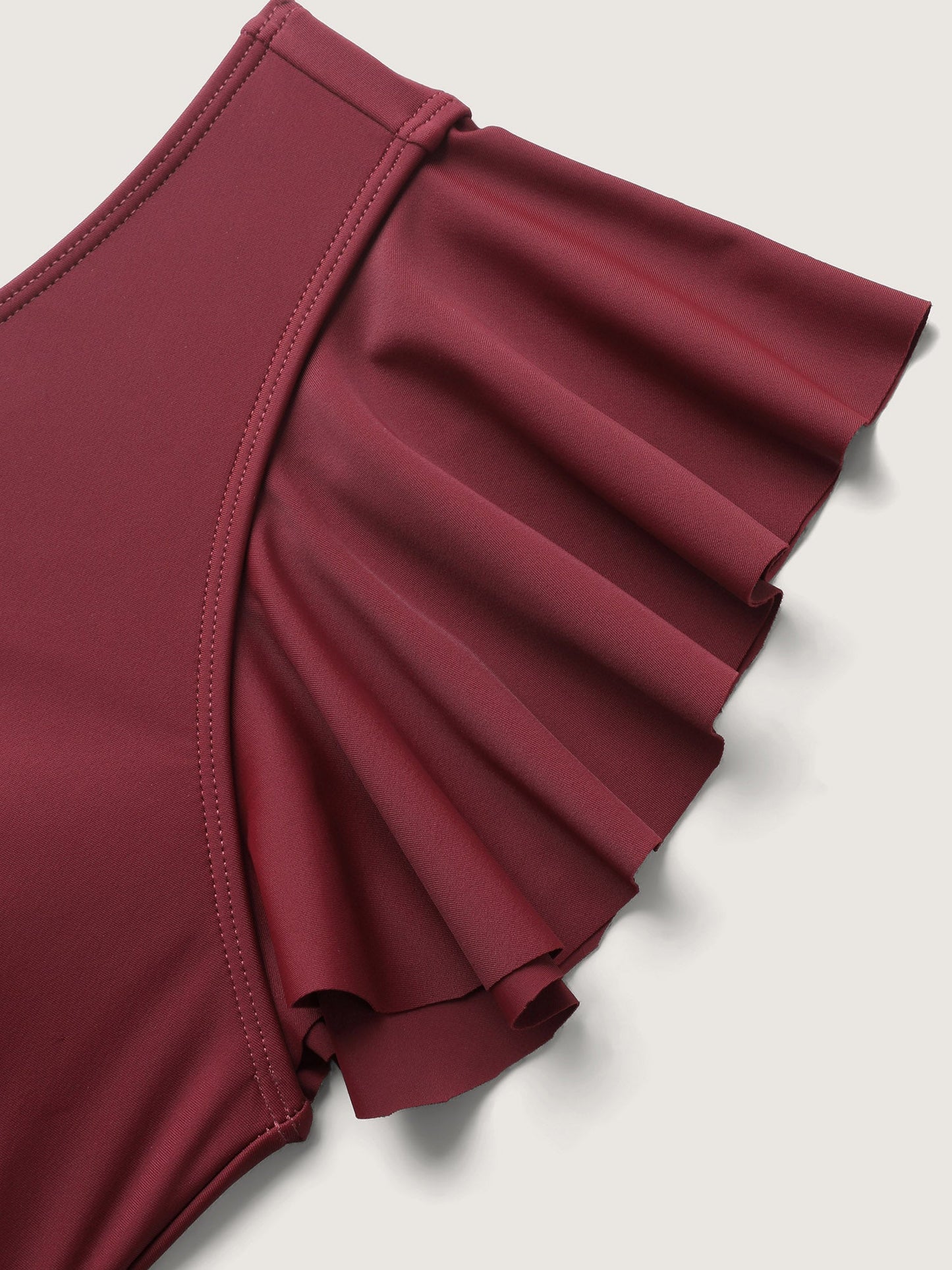 Pleated Waist Flutter Sleeve Swim Dress